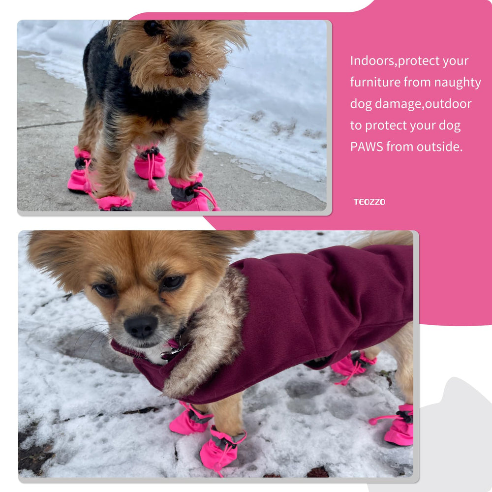TEOZZO Bottes pour chiens rose nettoyage facile, entretien rapide et pratique.