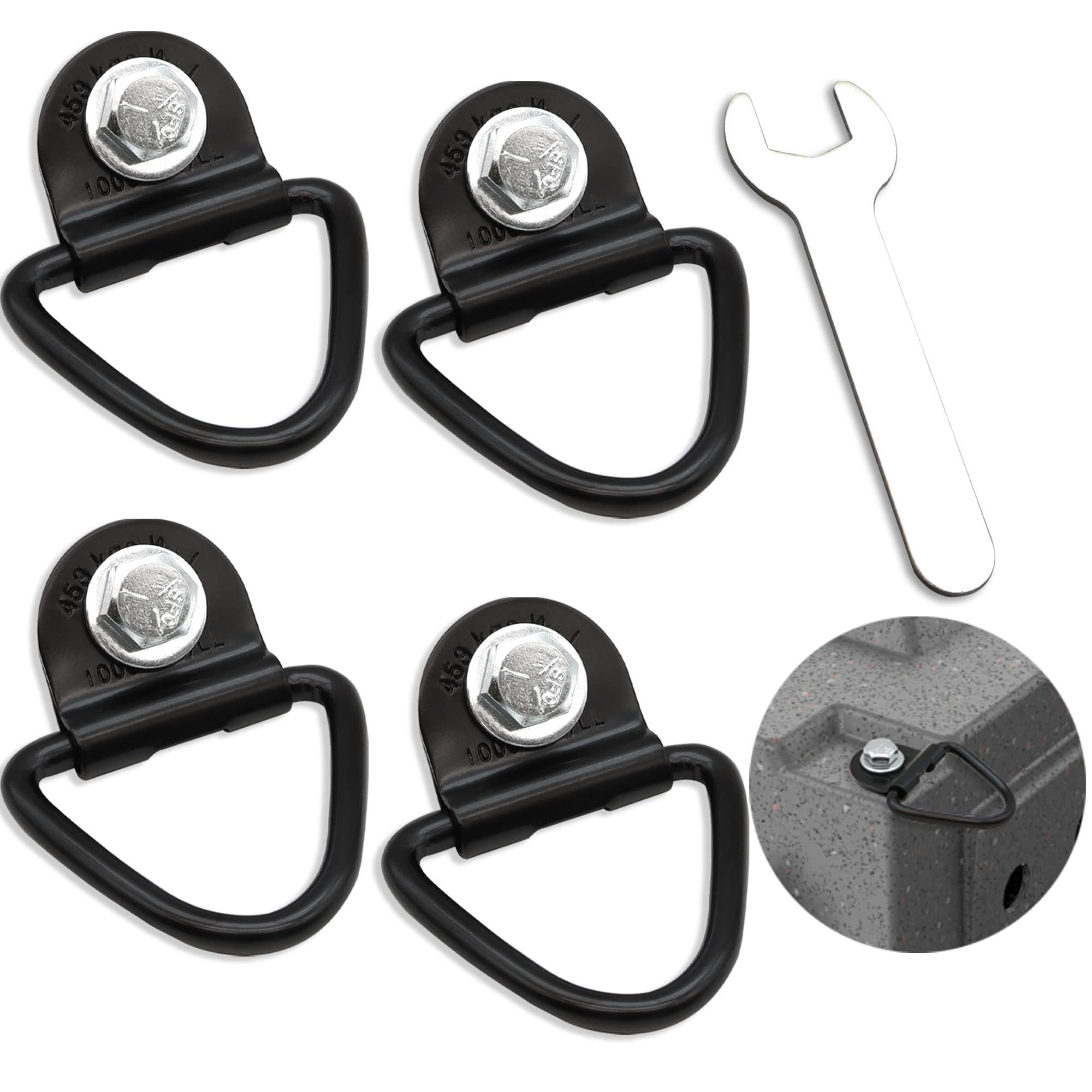 Terixe ensemble d'attaches D-rings pour fixation fiable en véhicule