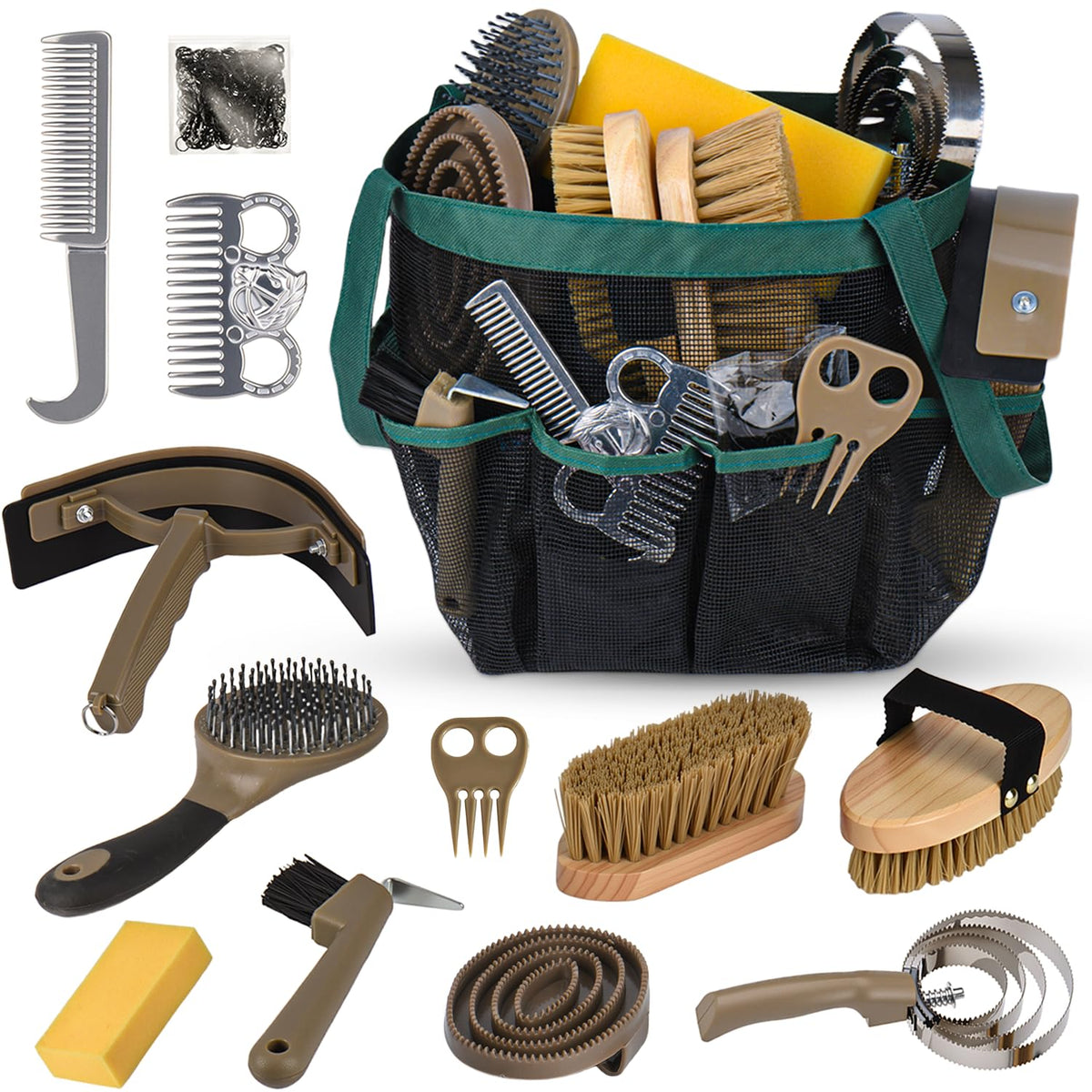 Terpup kit toilettage cheval ensemble 13 outils pratique pour le quotidien du cheval