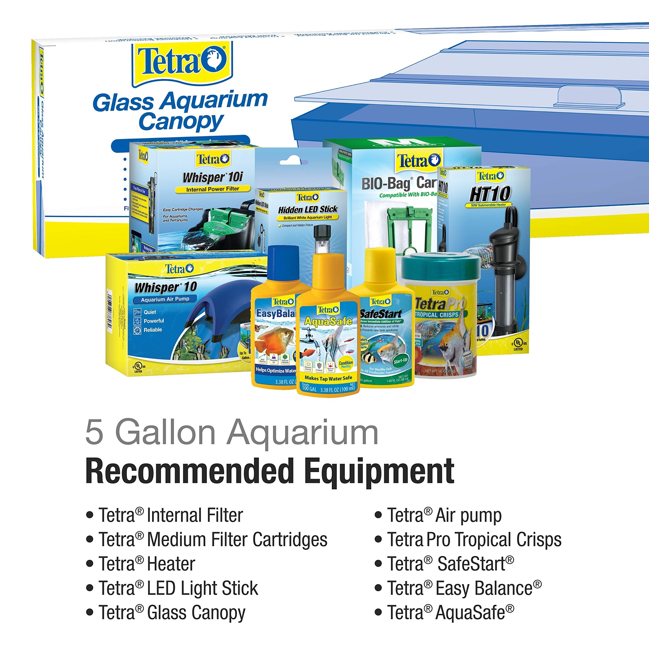 Filtration et éclairage Tetra compatibles pour l’entretien de l’aquarium.
