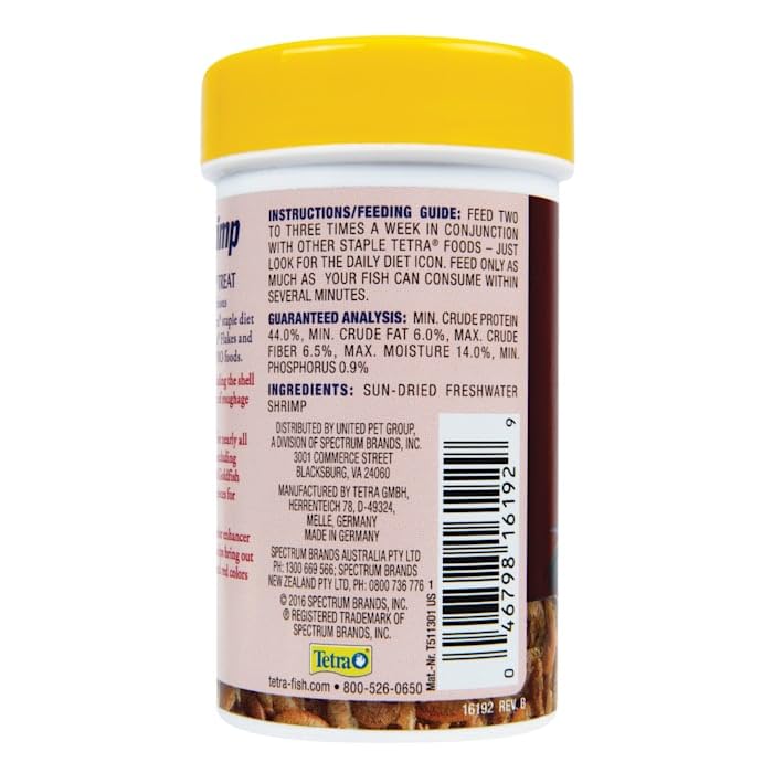 Morceaux de crevettes Tetra BabyShrimp, friandise naturelle pour varier l’alimentation.