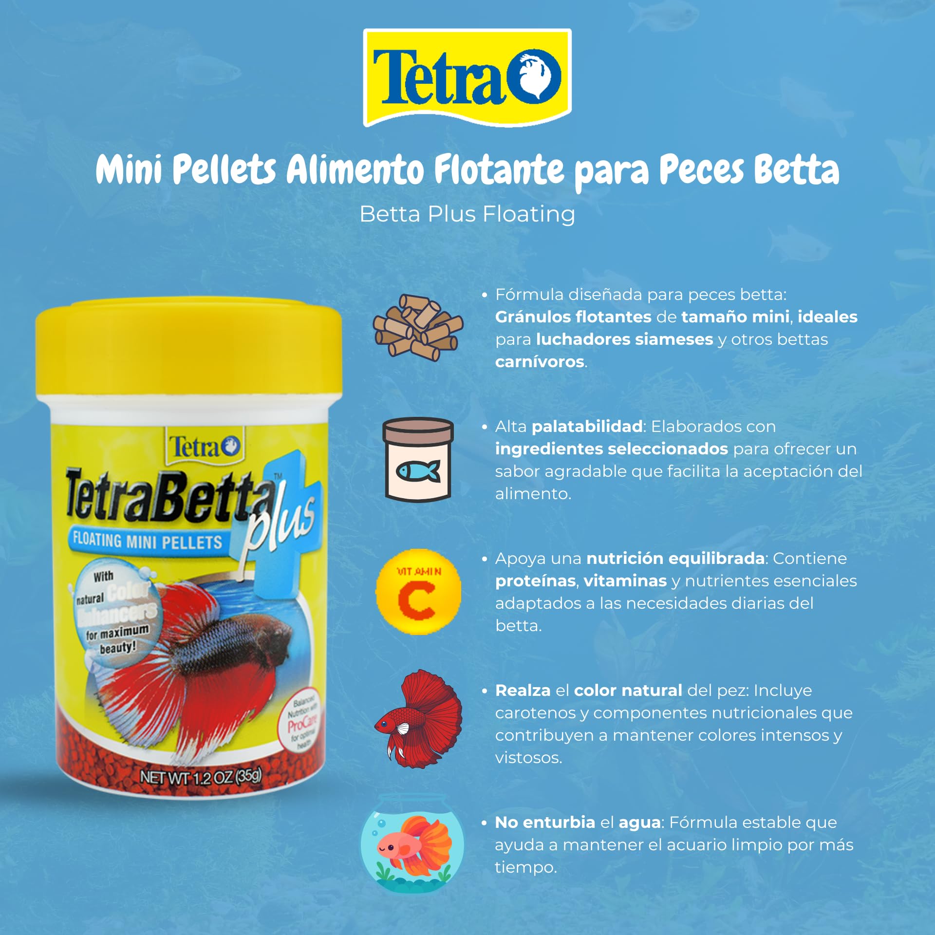 TetraBetta Plus crisps-flottants adaptés à l’alimentation en surface.