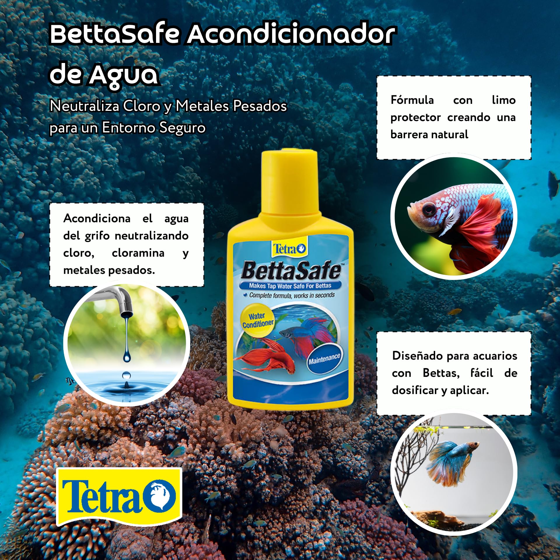 Tetra BettaSafe: tank-betta assure le confort lors des changements d'eau.