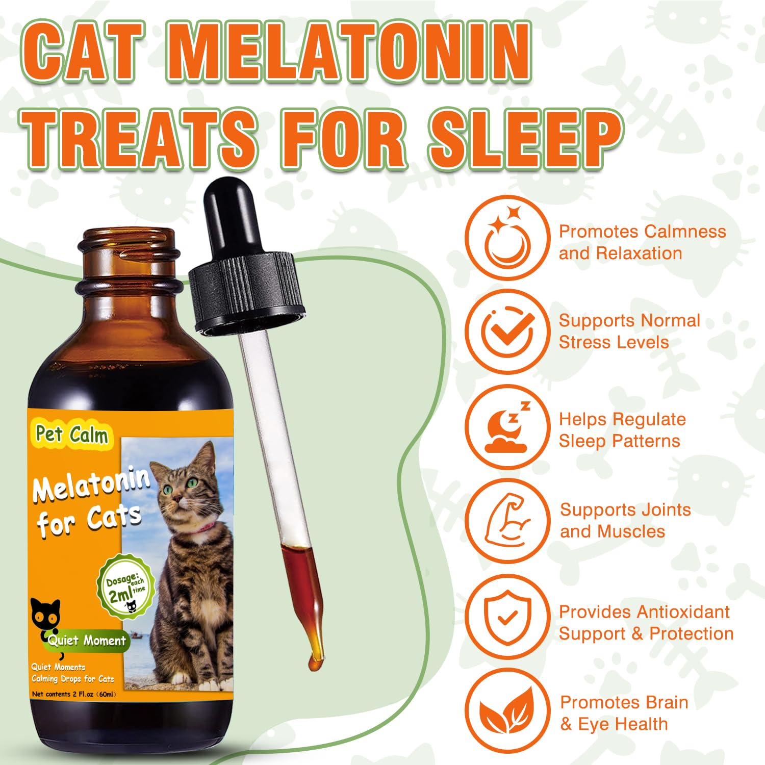 Tetra Cat Melatonin chat dormant sur le lit, repos nocturne potentiel.