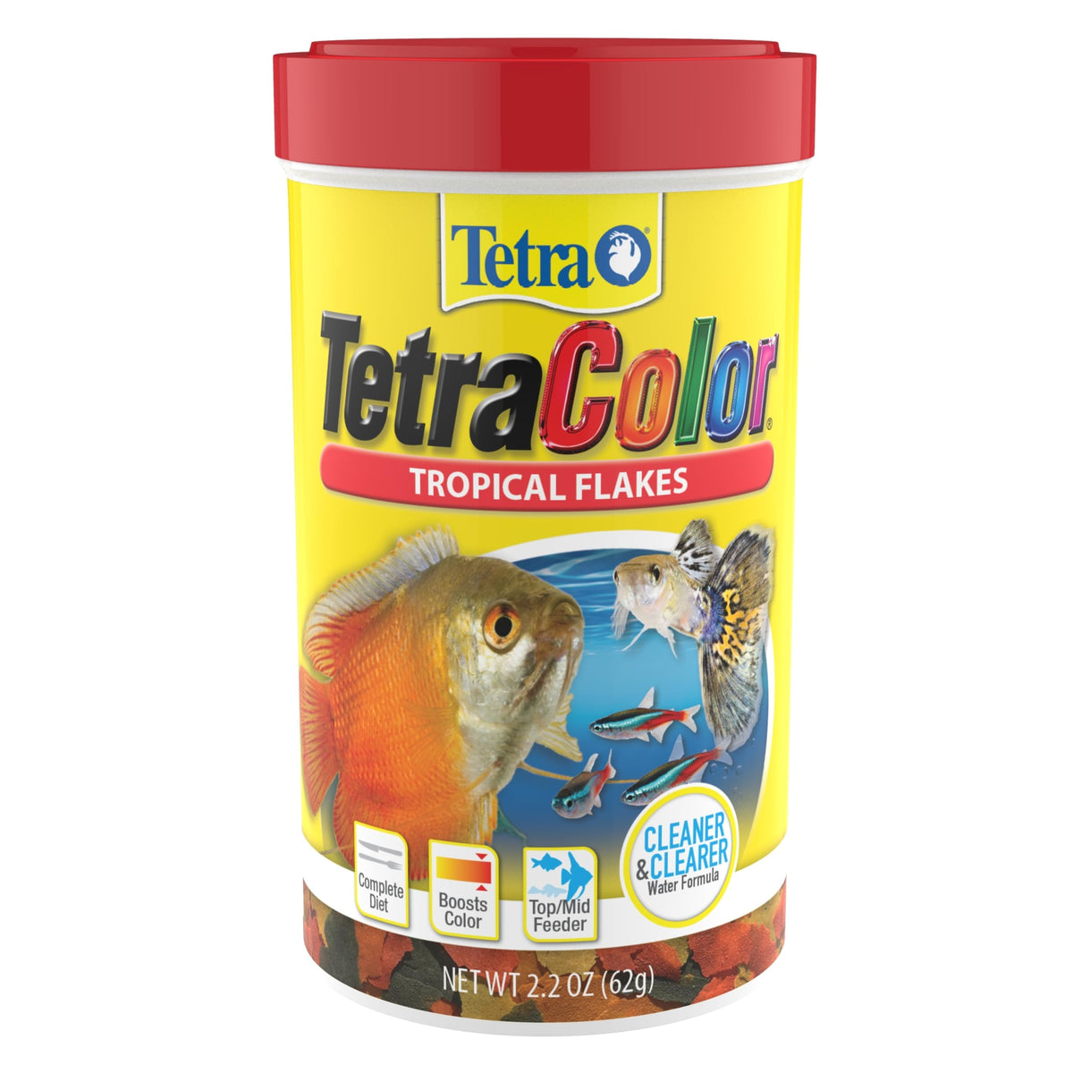 TetraColor Flocons Tropicaux sur emballage, alimentation équilibrée et facile à intégrer
