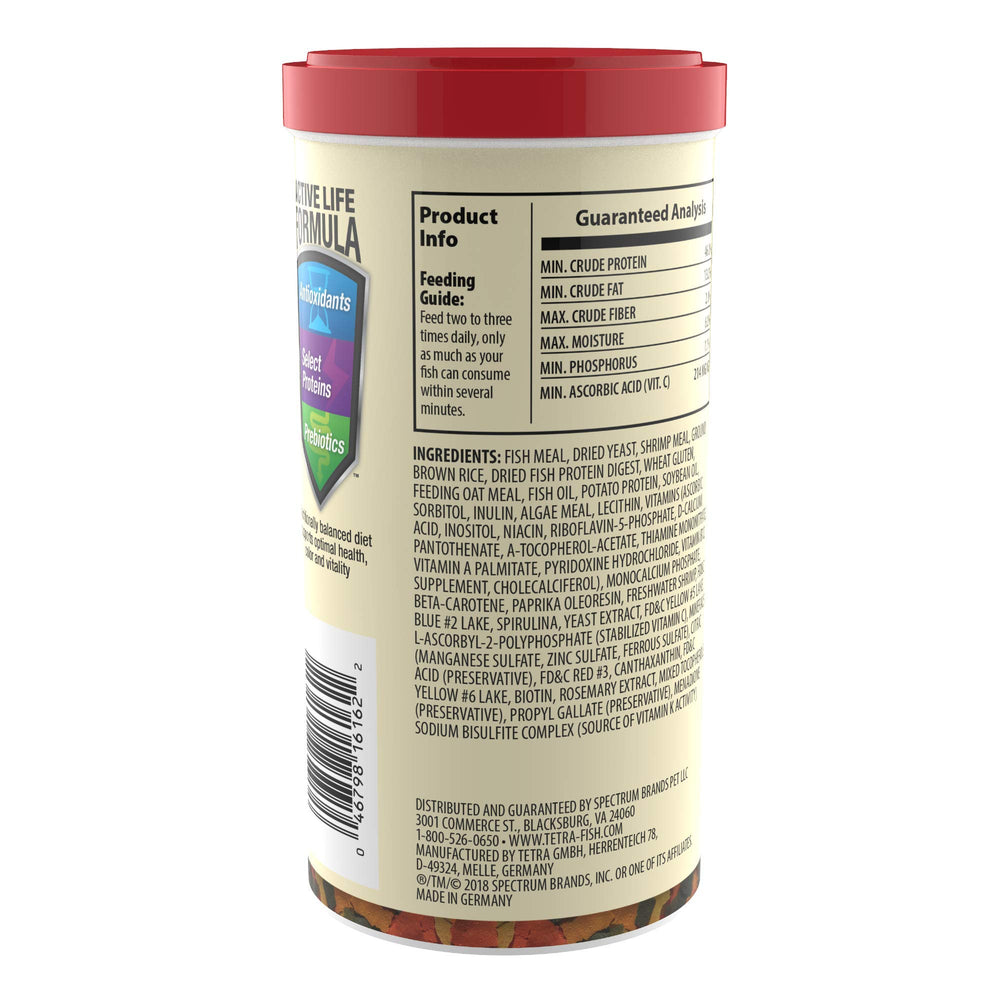 Tetra ColorPlus couleur naturelle : carotène et ingrédients révélant des tons roses à rouges.