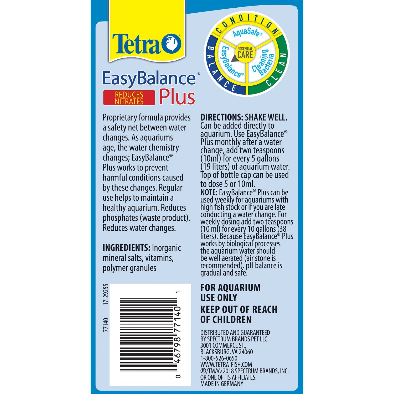 Tetra EasyBalance Plus – capuchon-dosage pratique pour mesurer 5 et 10 ml.