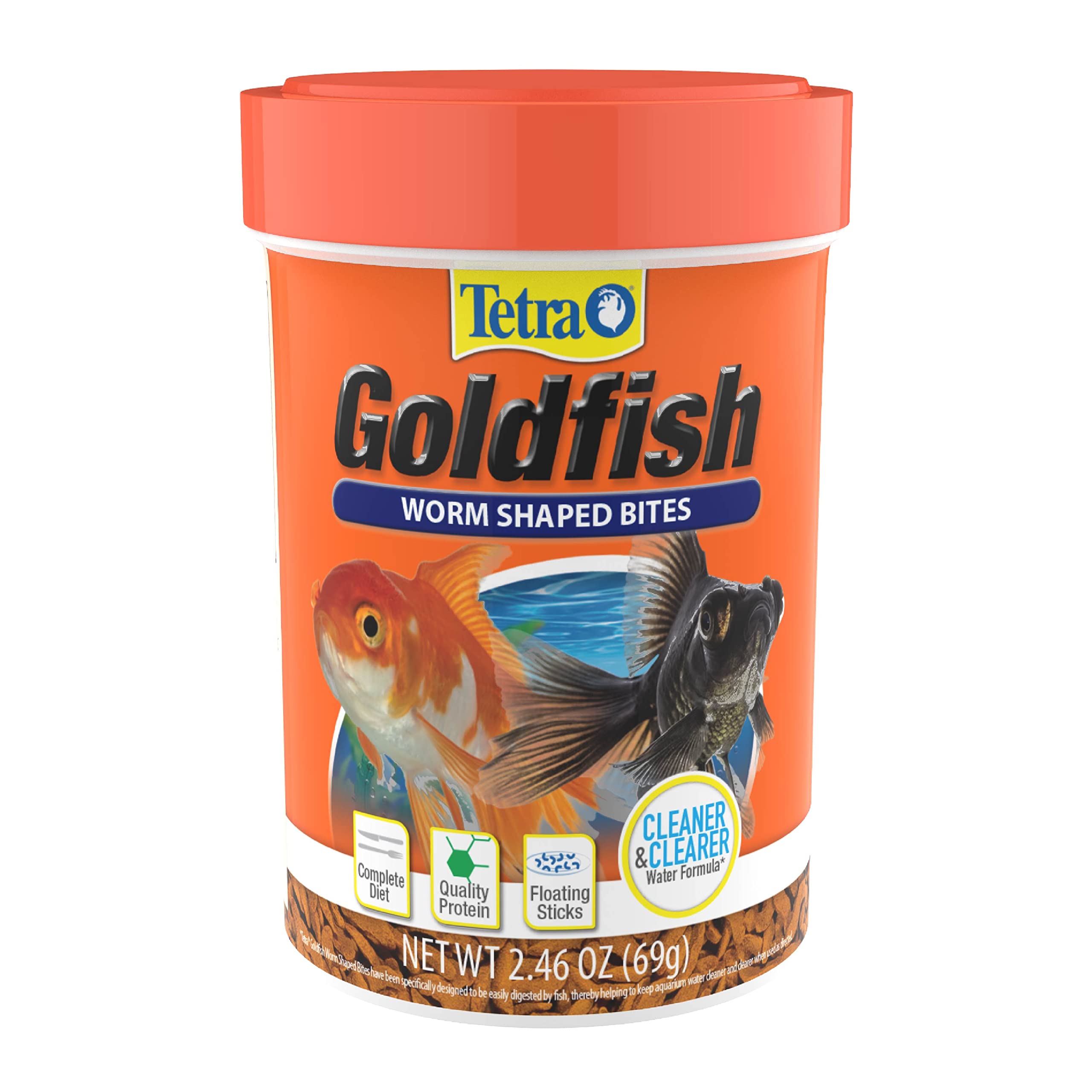 Tetra Goldfish bouchées en forme de ver dans l'emballage, prêt à nourrir