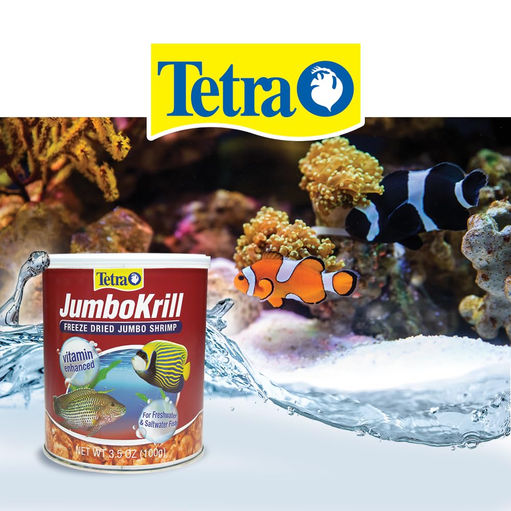 Gros morceaux lyophilisés JumboKrill, riches en caroténoïdes pour des couleurs naturelles.