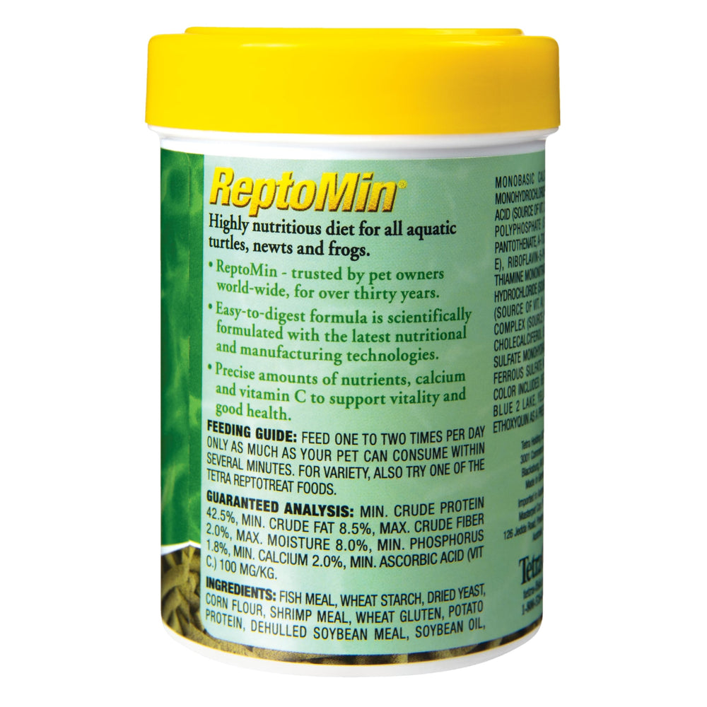 Tetra ReptoMin emballage varié, tailles adaptées à l'élevage.