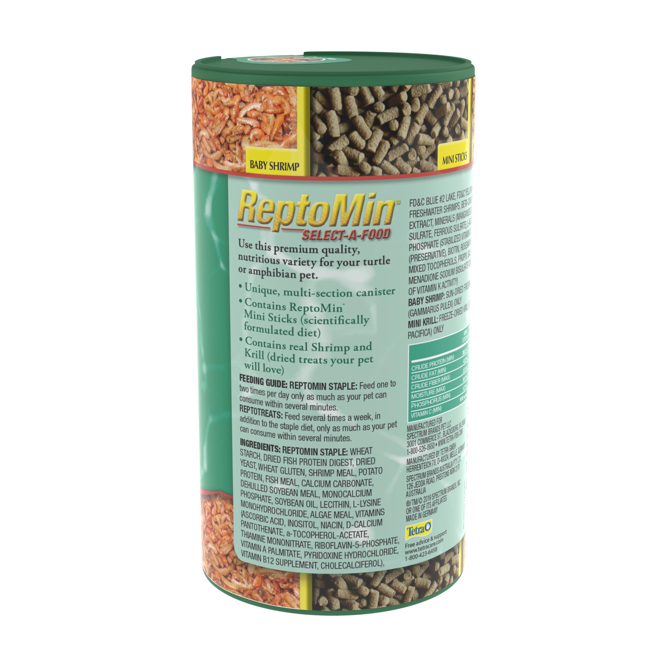 Tetra ReptoMin Select-Food, nourriture 3-en-1 simplifiant les repas hebdomadaires.