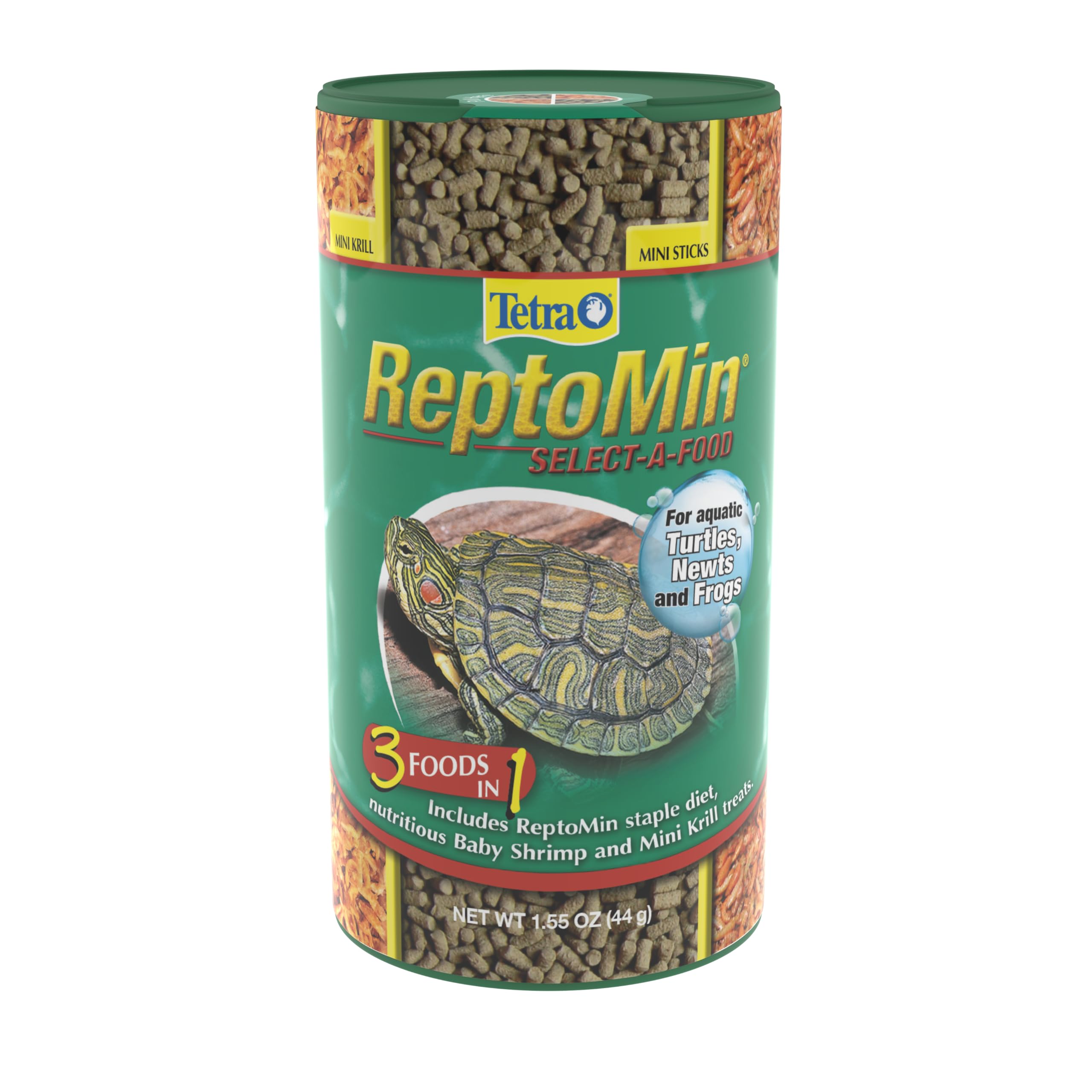 Tetra ReptoMin Select-Food, bocal pratique pour tortues aquatiques et alimentation variée.