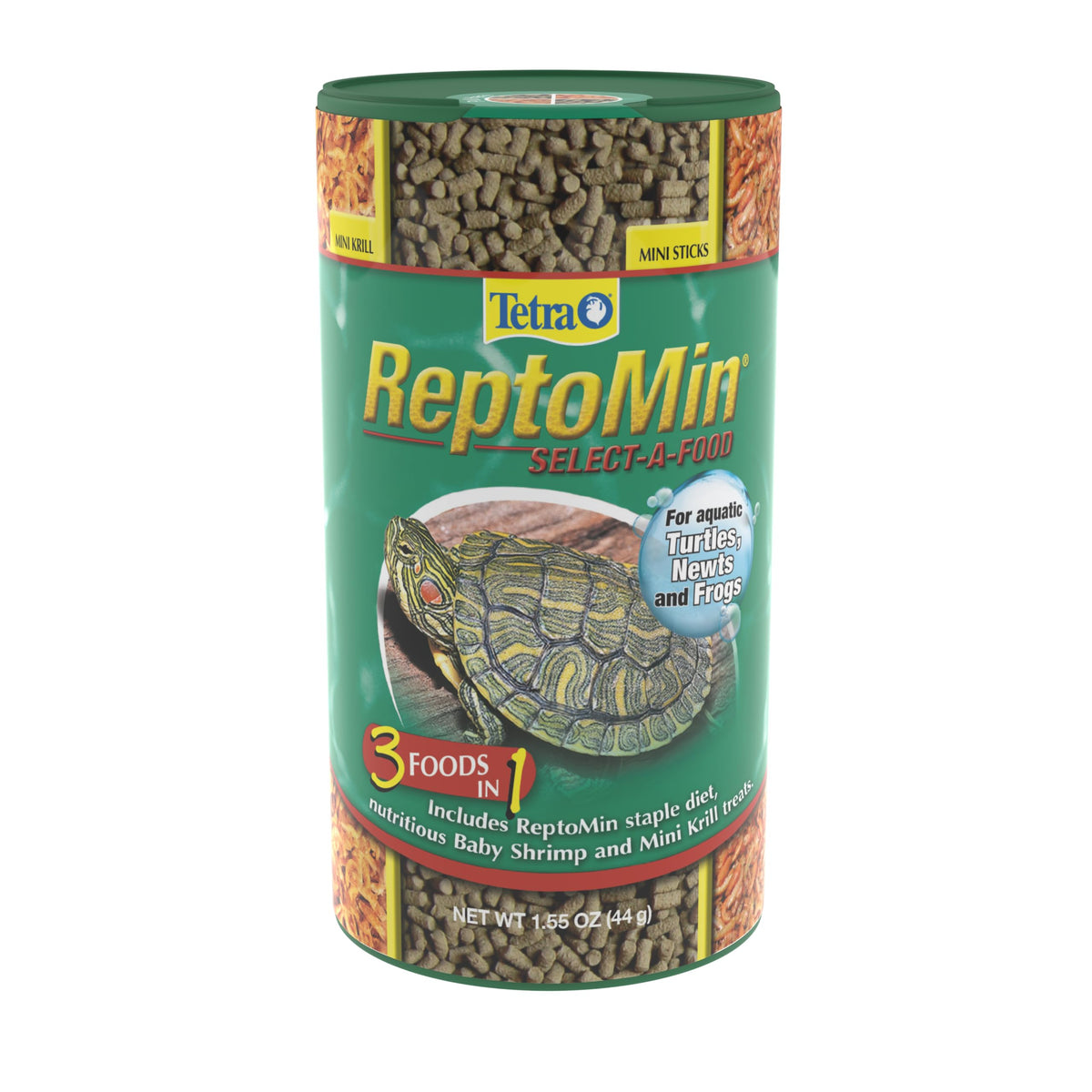 Tetra ReptoMin Select-Food, bocal pratique pour tortues aquatiques et alimentation variée.