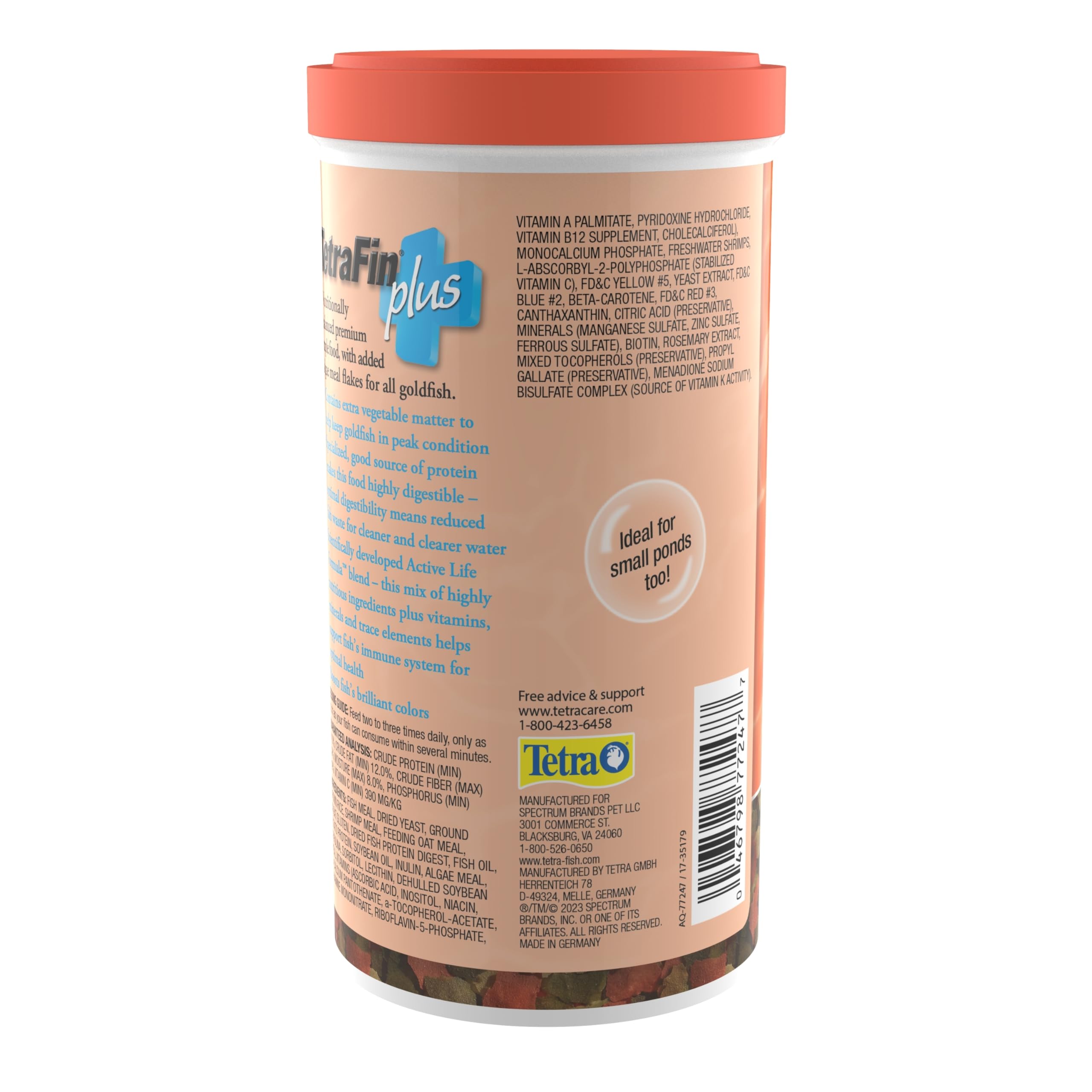TetraFin Plus – poisson rouge dans un aquarium clair, usage quotidien pratique.