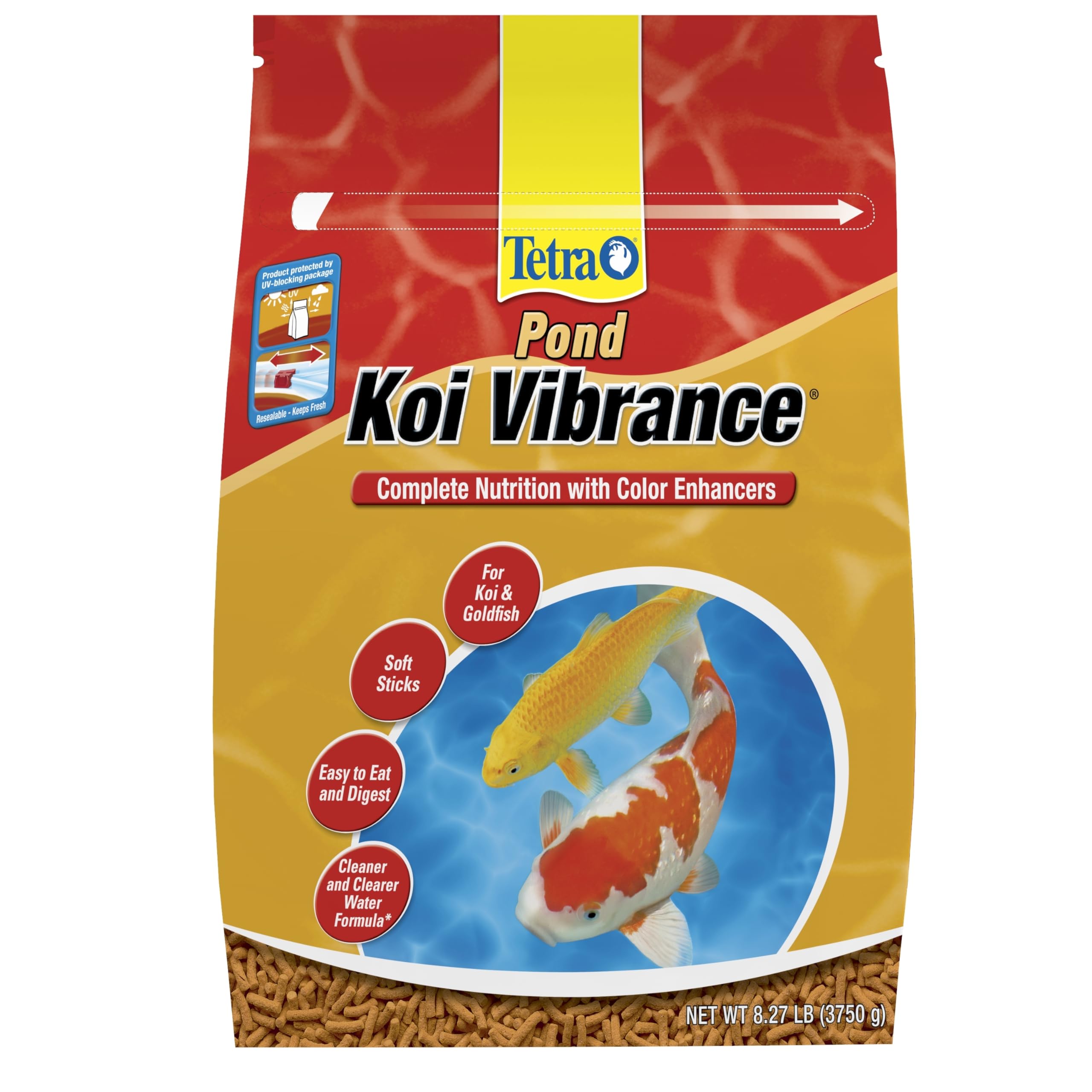 TetraPond Koi Vibrance emballage du produit, facile à repérer pour l’achat.