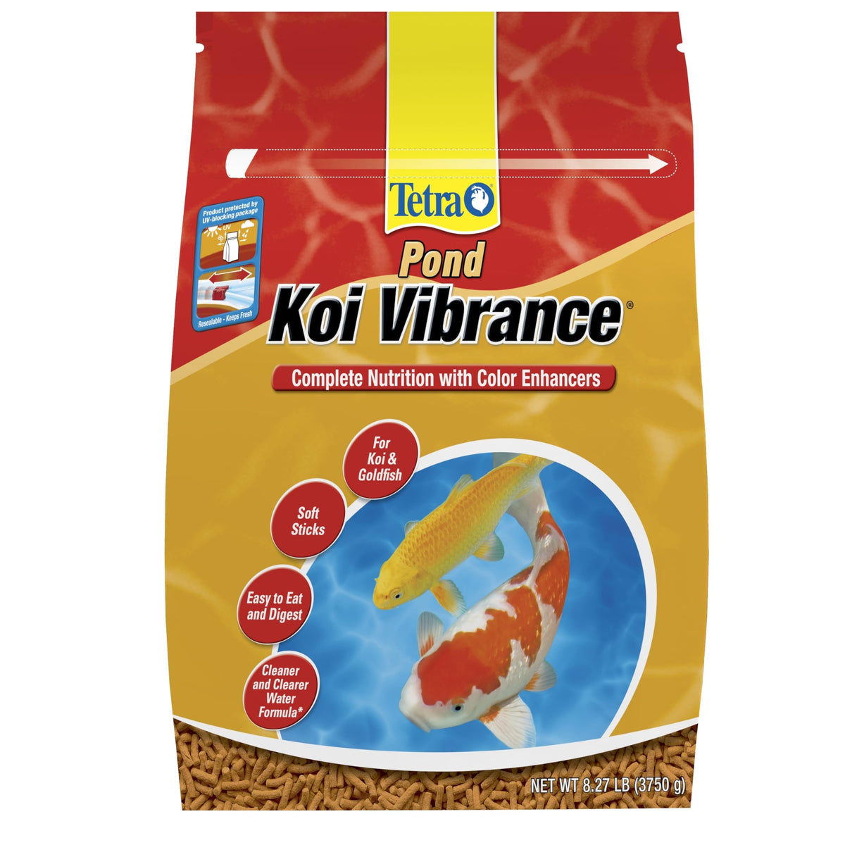TetraPond Koi Vibrance emballage du produit, facile à repérer pour l’achat.