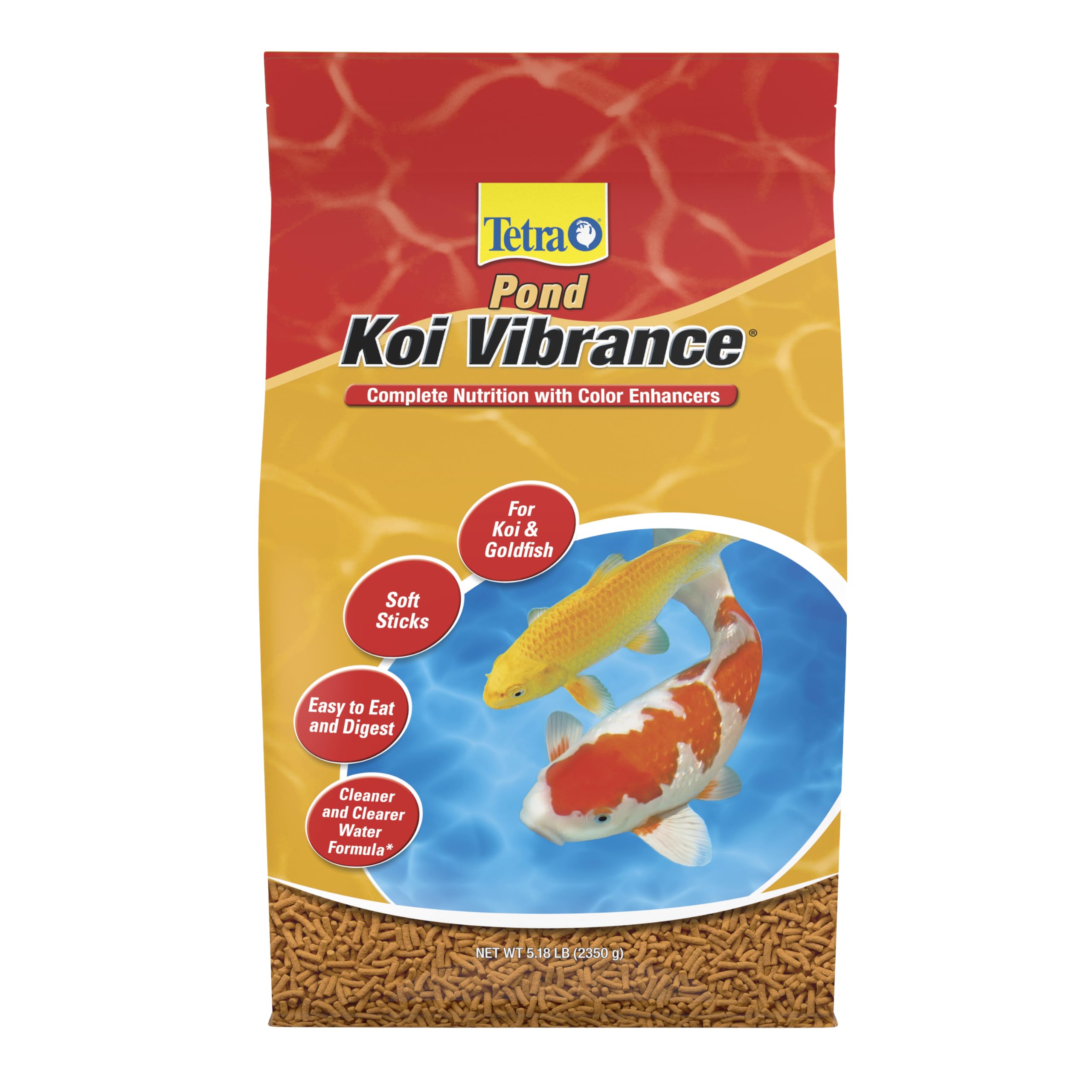 Koi Vibrance de TetraPond, bâtonnets flottants faciles à manger pour koi et poisson rouge.