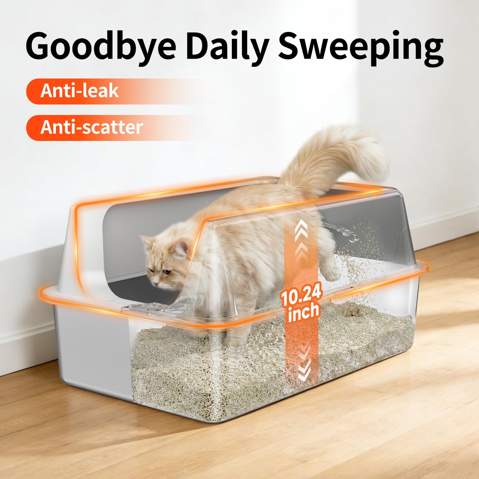 Tevila litière XL bac profond: volume généreux pour grands chats.