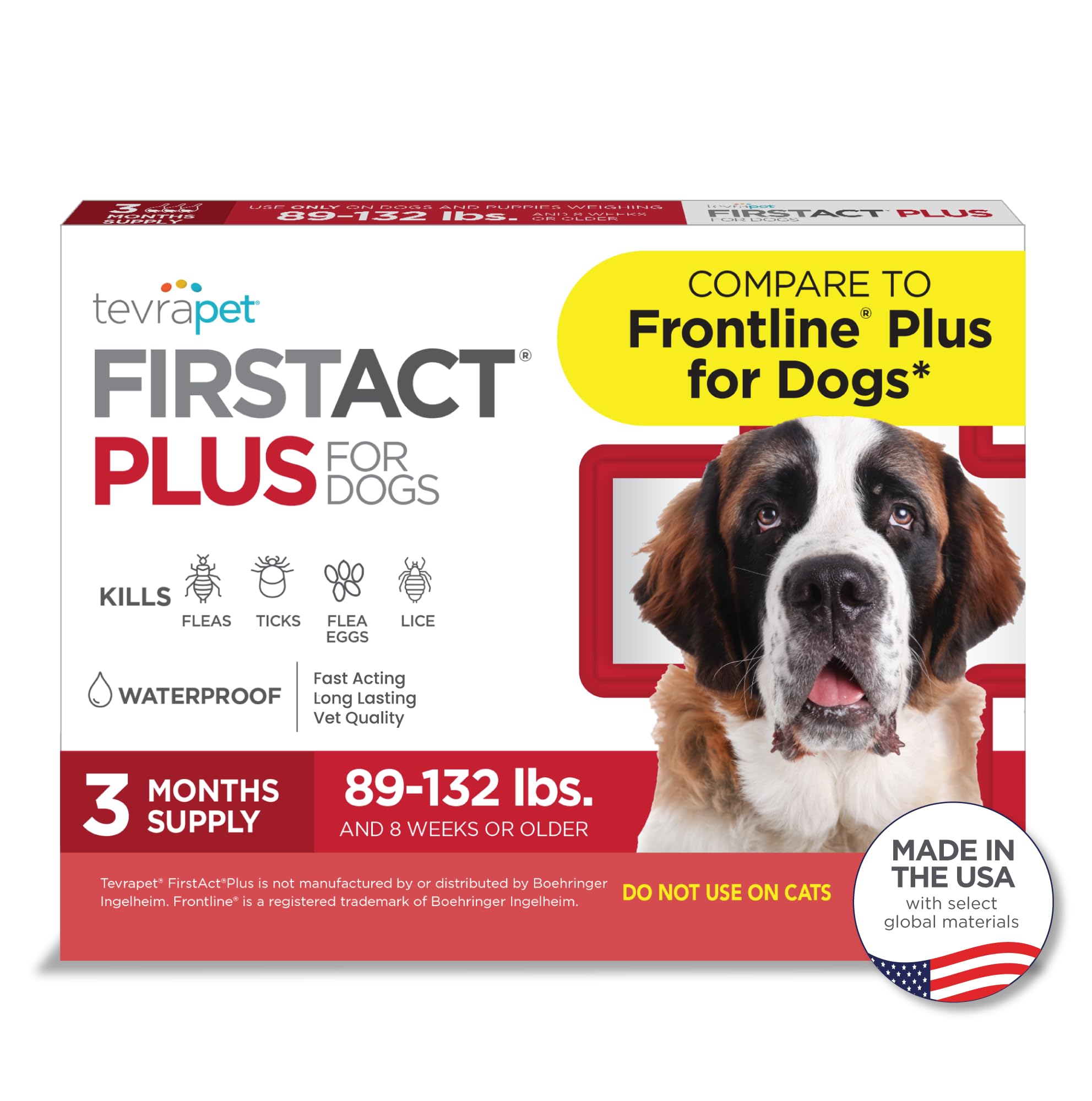 TevraPet FirstAct Plus – boîte 3 doses pour chien, protection puces et tiques.