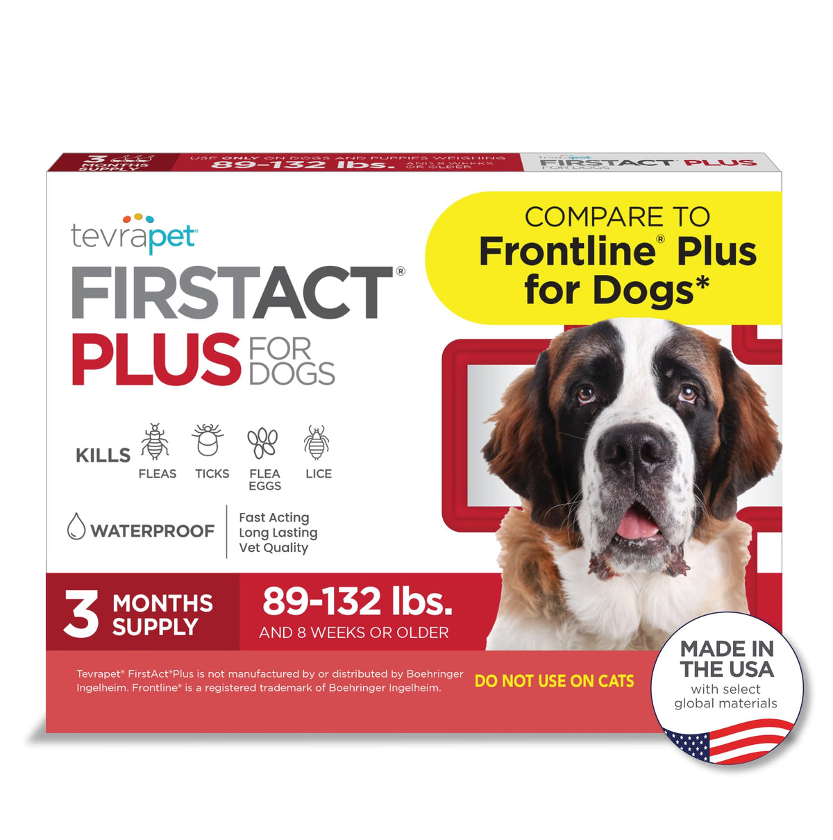 TevraPet FirstAct Plus – boîte 3 doses pour chien, protection puces et tiques.