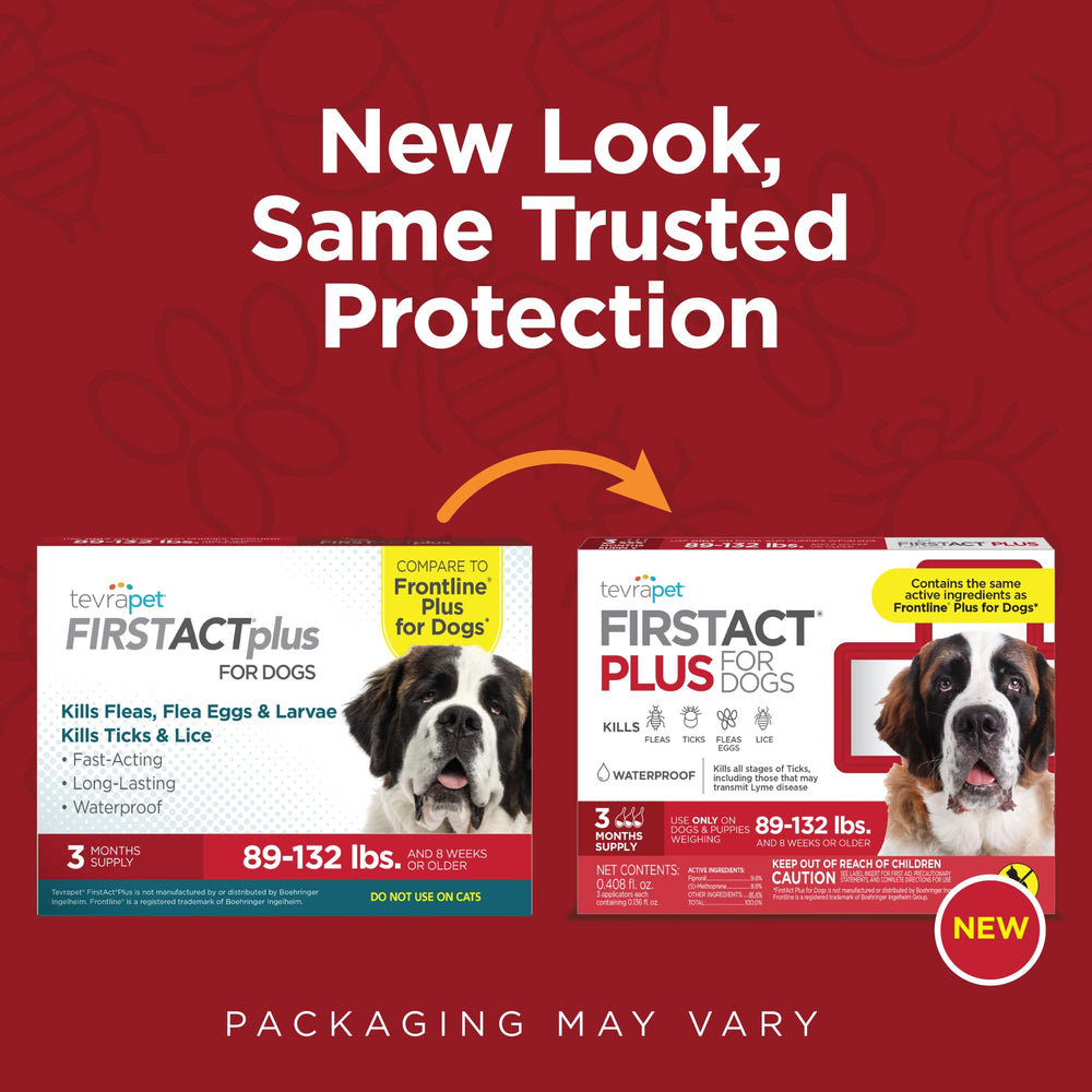 TevraPet FirstAct Plus – emballage six doses pour traitement mensuel pratique.