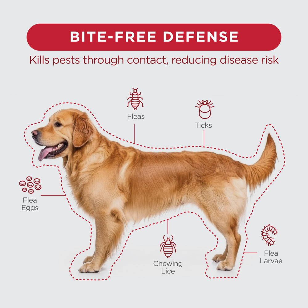 TevraPet FirstAct Plus utilise Fipronil et S-méthoprène pour une protection efficace.
