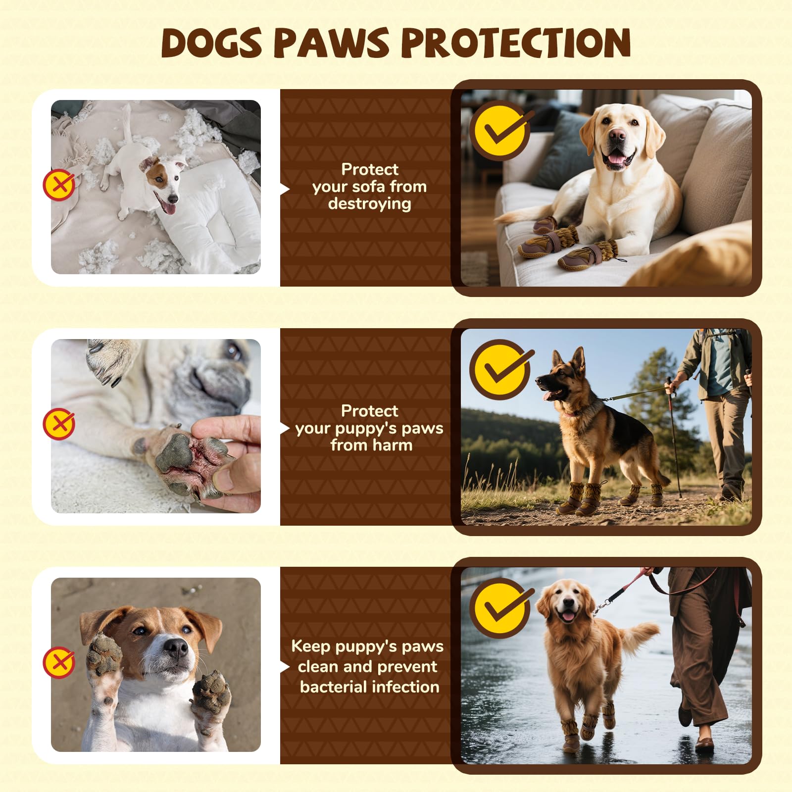 TEWIWAP bottes pour chien, ouverture ajustable pour un ajustement personnalisé.