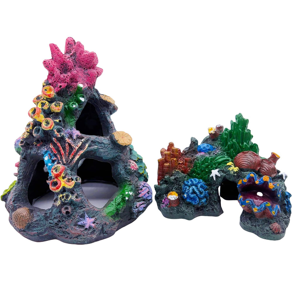 Décoration Tfwadmx en corail résine, cachette Betta sûre pour l'aquarium.