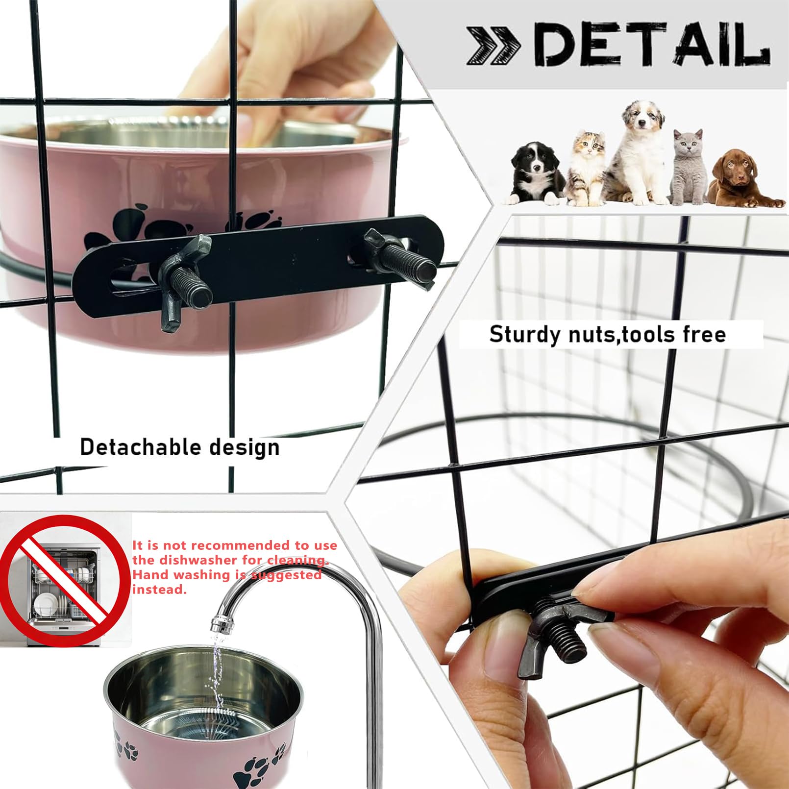 Tfwadmx bol détachable en inox pour cage, nettoyage facile