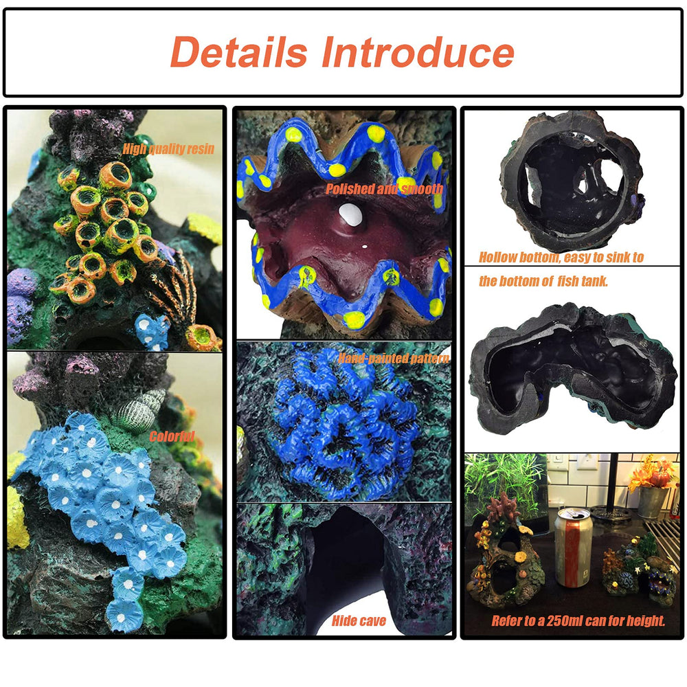 Décor Tfwadmx habitat aquatique, caverne intégrée et sûre.