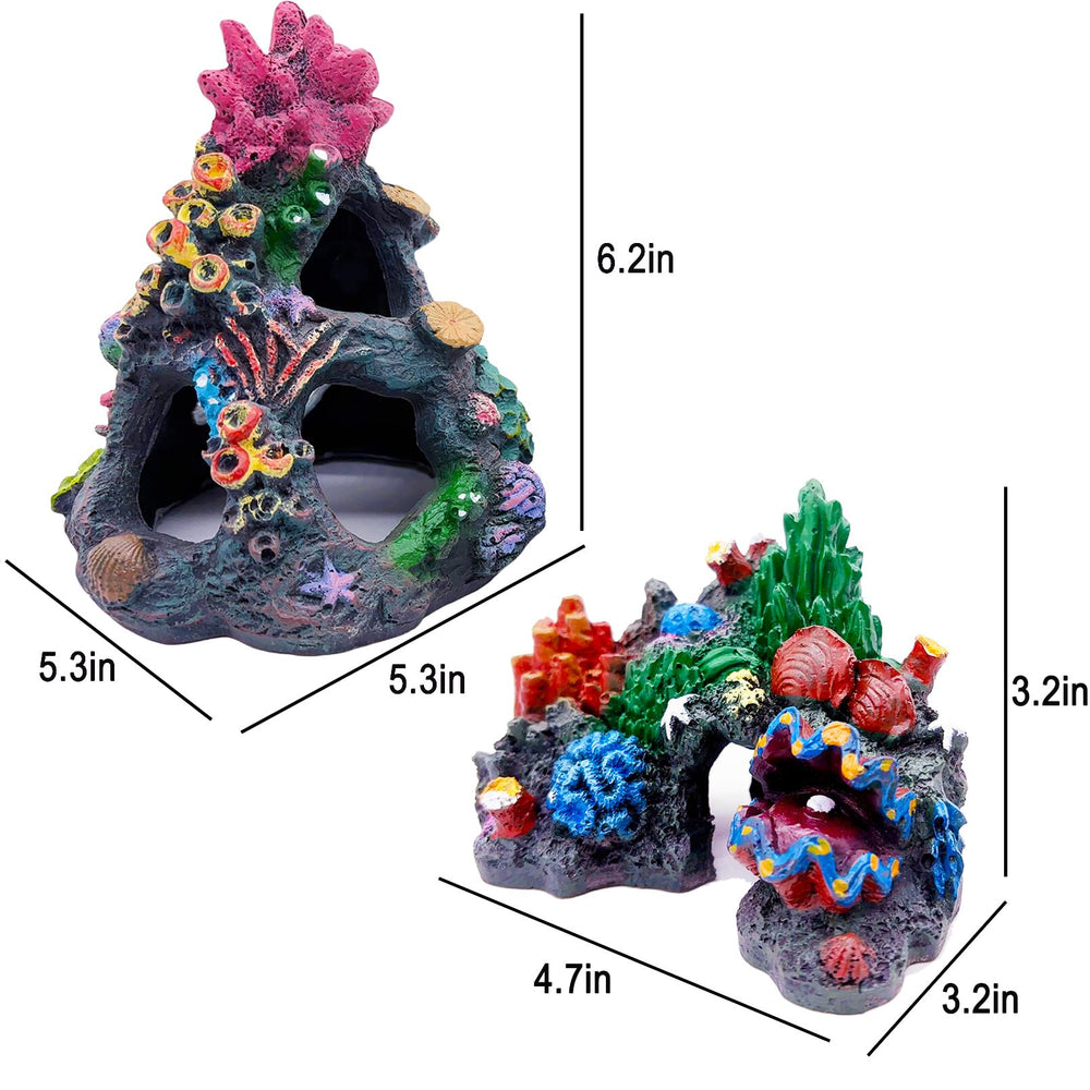 Décor Tfwadmx rocher reef coloré, refuge naturel pour petits poissons.