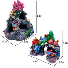 Décor Tfwadmx rocher reef coloré, refuge naturel pour petits poissons.