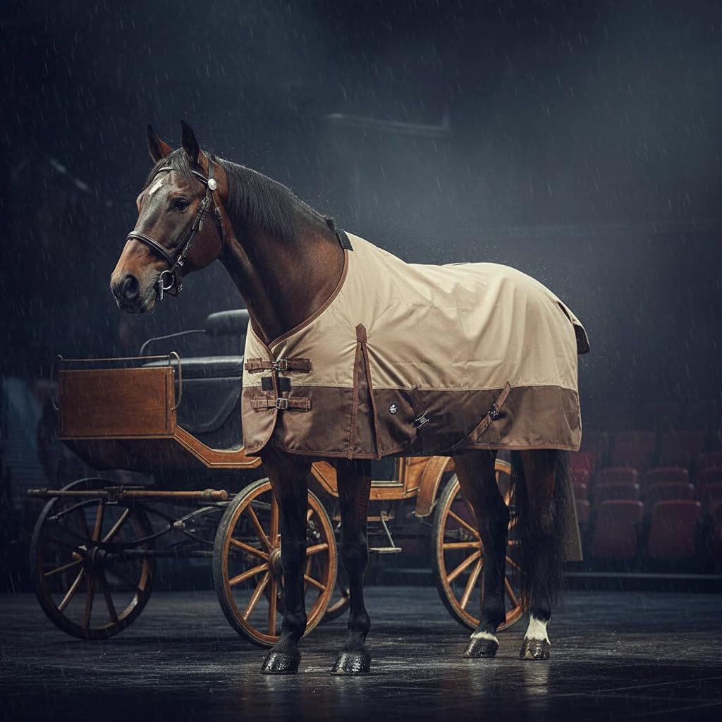TGW RIDING couverture cheval 1200D imperméable et respirante sur le dos du cheval, idéale sous la pluie.