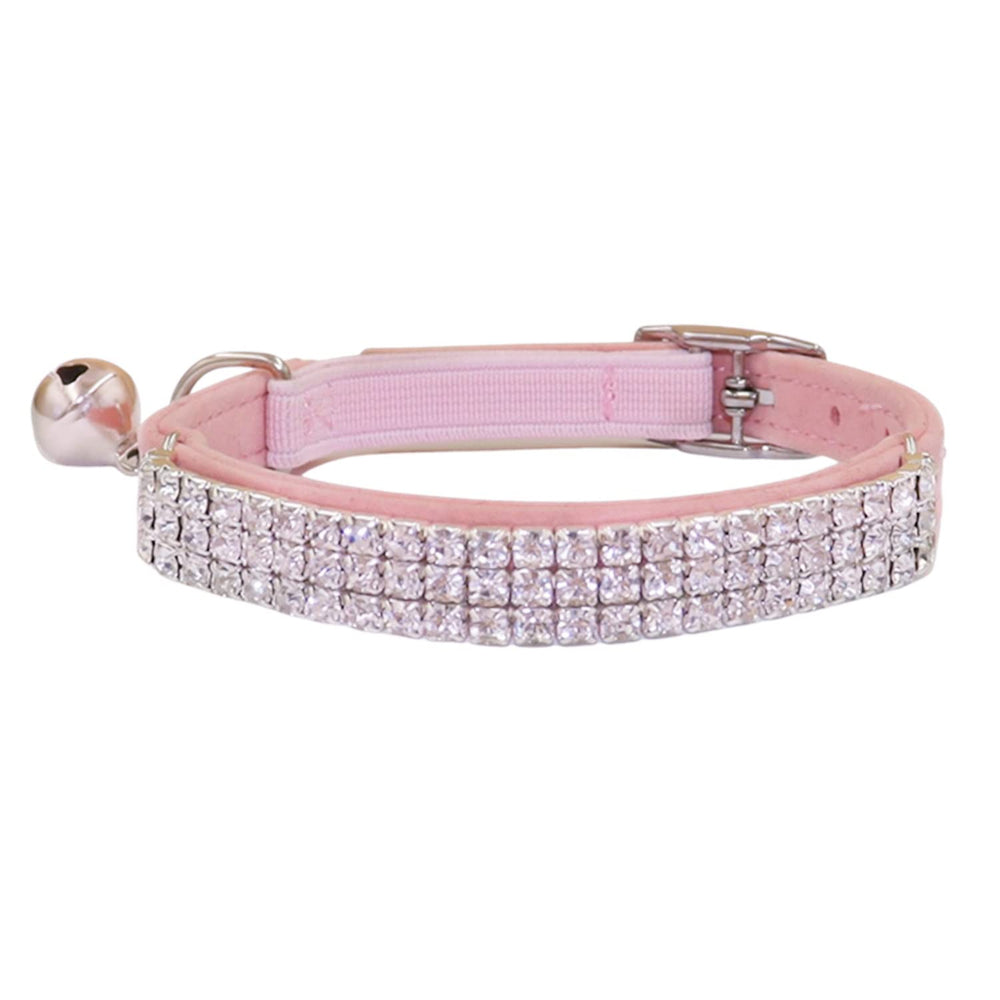 Collier THAIN pour chat en velours rose avec rhinestones brillants, confort et style.