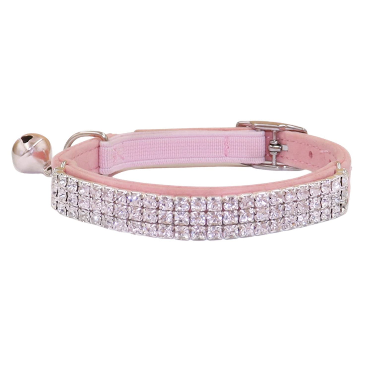 Collier THAIN pour chat en velours rose avec rhinestones brillants, confort et style.