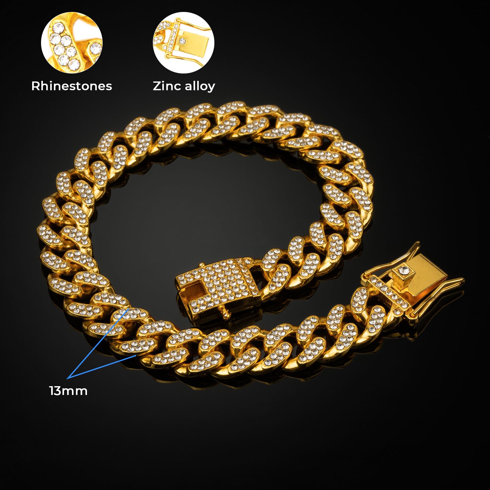 THAMIAO diamant zircone collier chien or, résistant à la rouille et à l'usure.