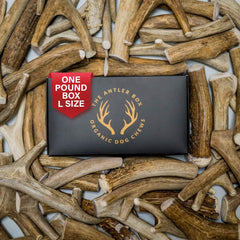 THE ANTLER BOX – os de cerf pour chiens, lot d’un livre, mordillage sûr.