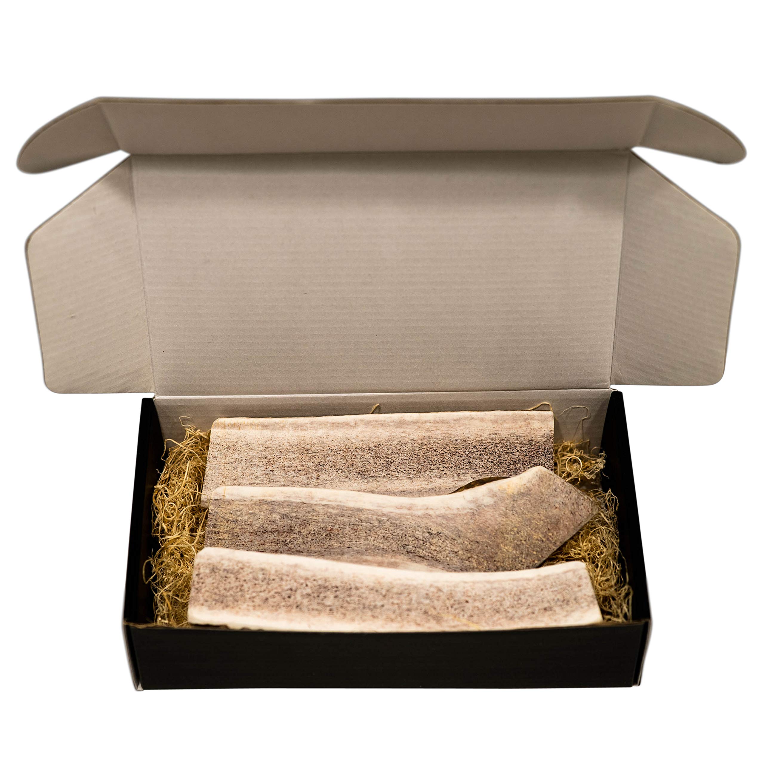 The Antler Box met en valeur trois morceaux gros corne de elan pour sessions prolongées.