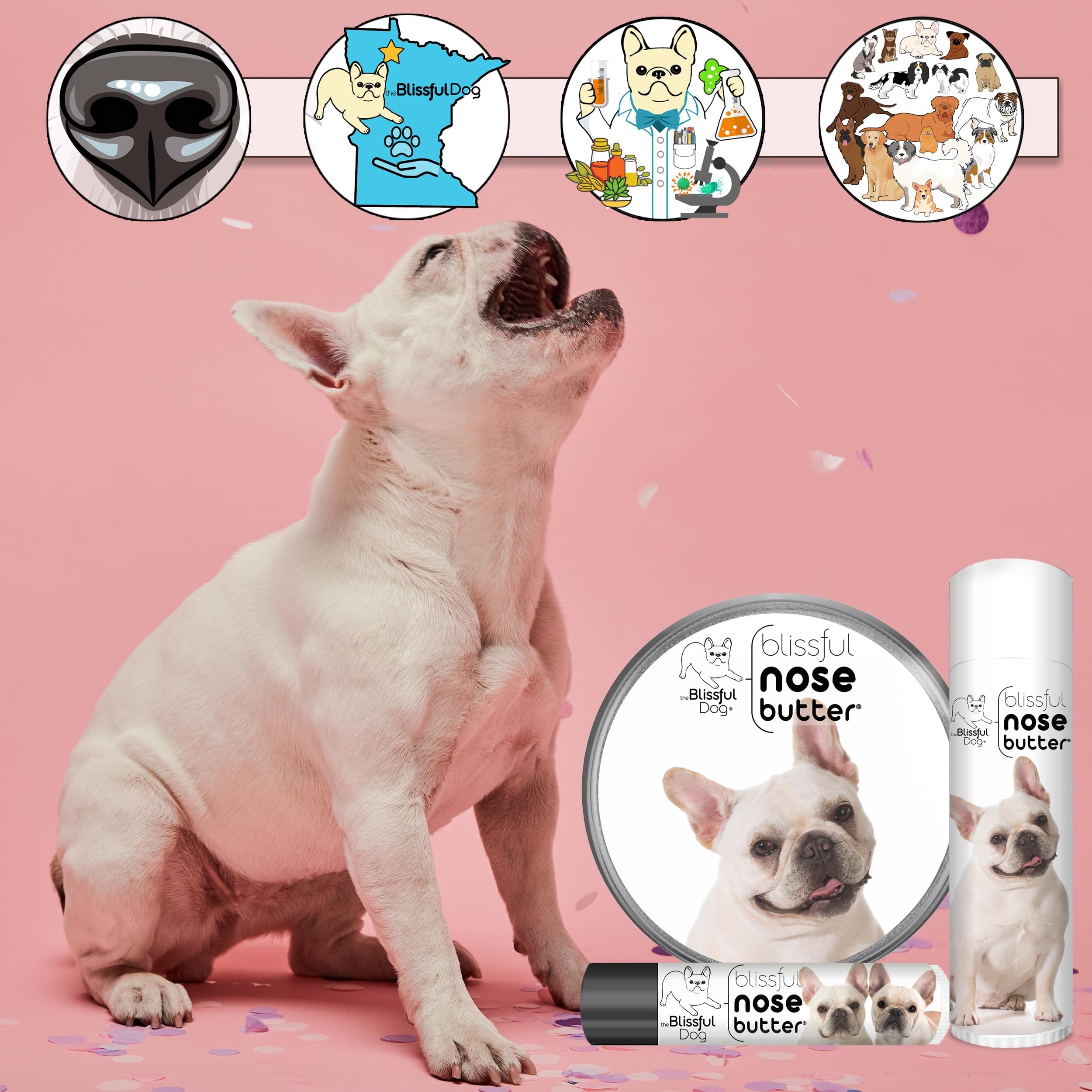 The Blissful Dog Nose Butter - ingrédients naturels nourrissants pour le soin du nez.