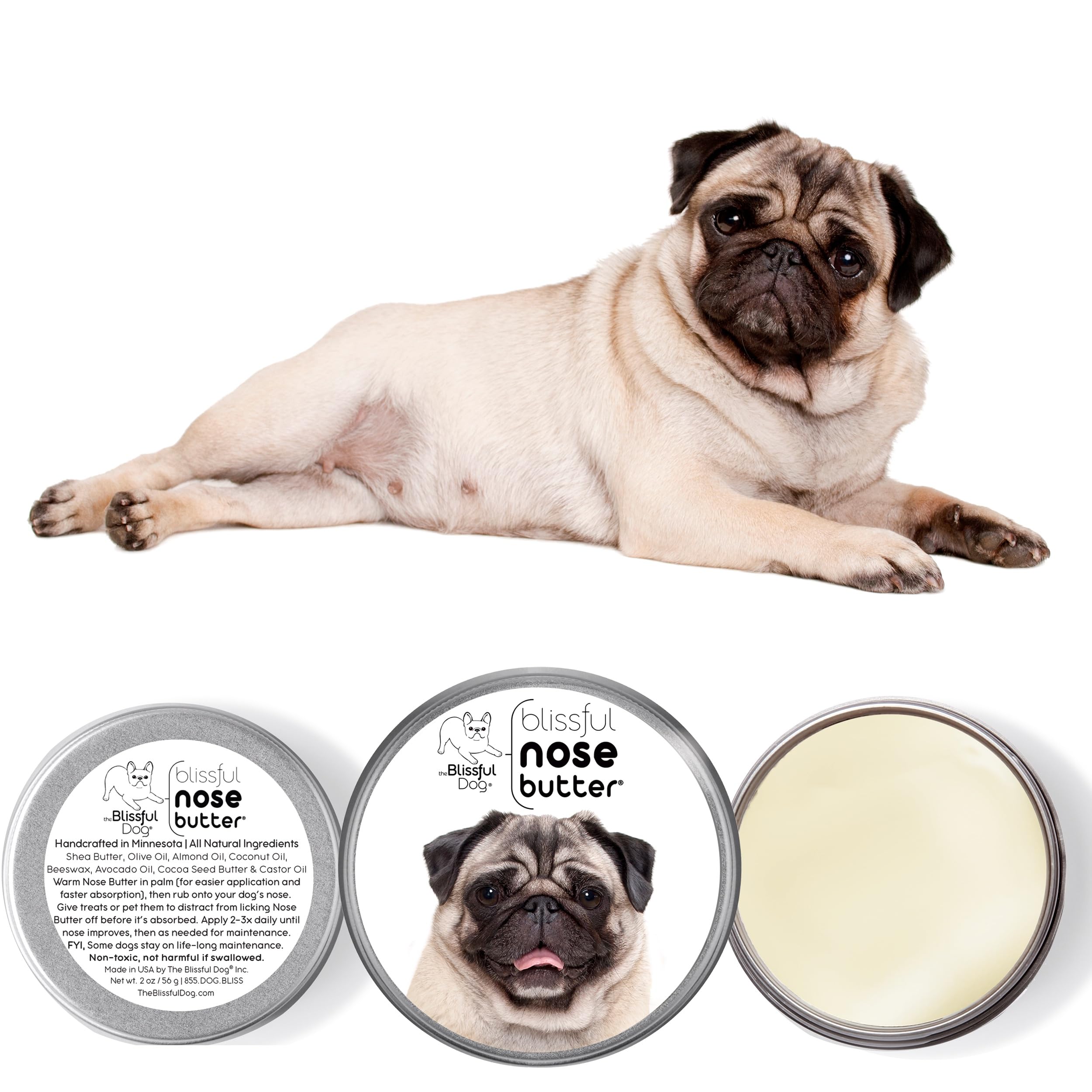 The Blissful Dog Ingrédients nourrissants nez chien – hydratation naturelle du nez.