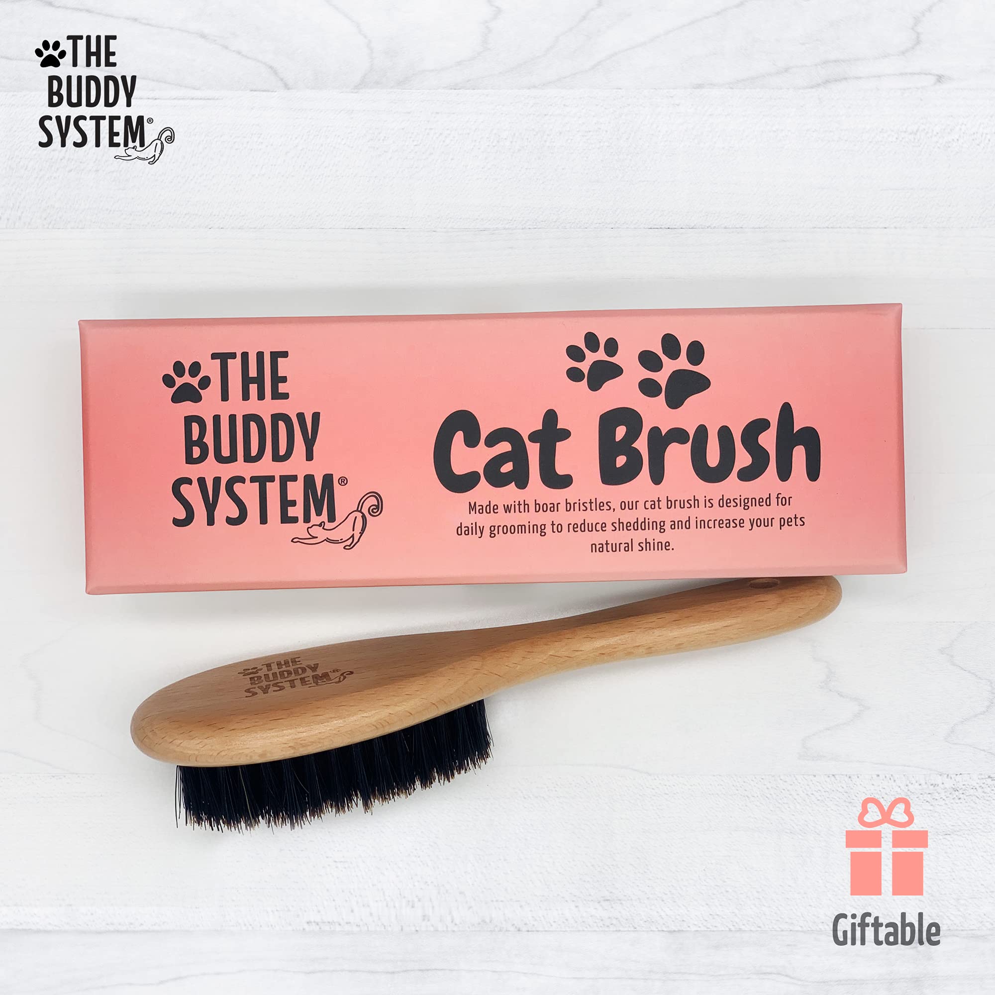 The Buddy System brosse chat – Nettoyage rapide des poils morts après la séance.