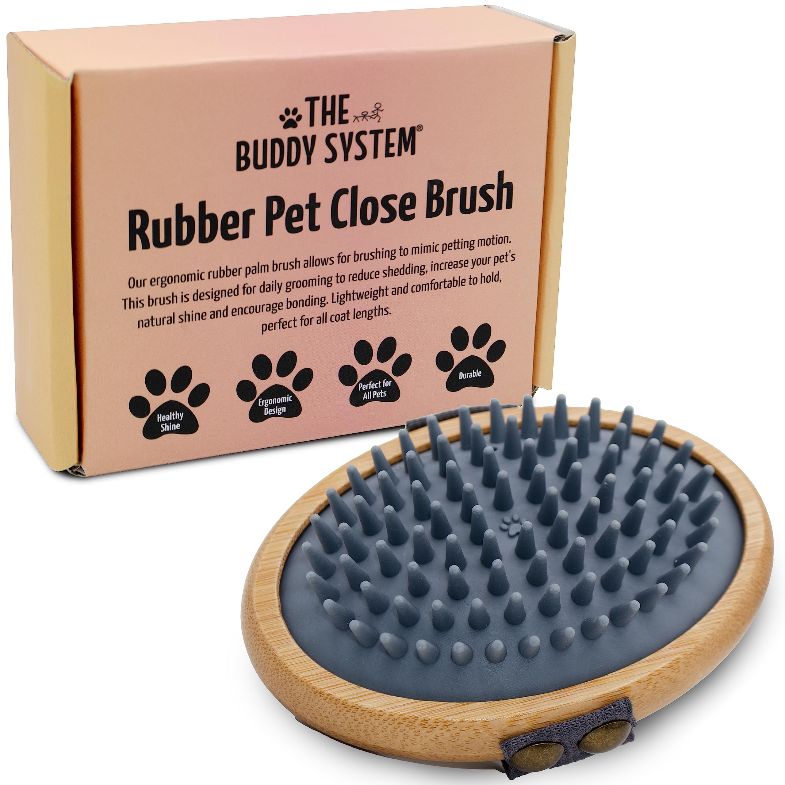 The Buddy System paume-ovale-gris : brosse douce pour un toilettage quotidien.
