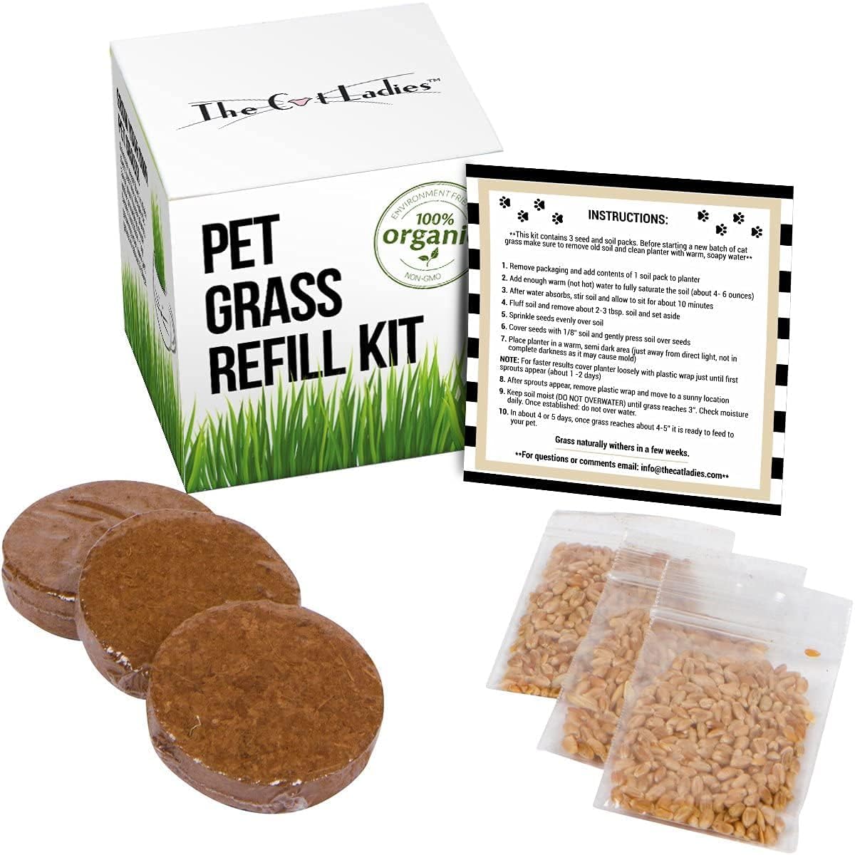 The Cat Ladies kit herbe chat remplissage trois paquets prêt à planter et facile à démarrer