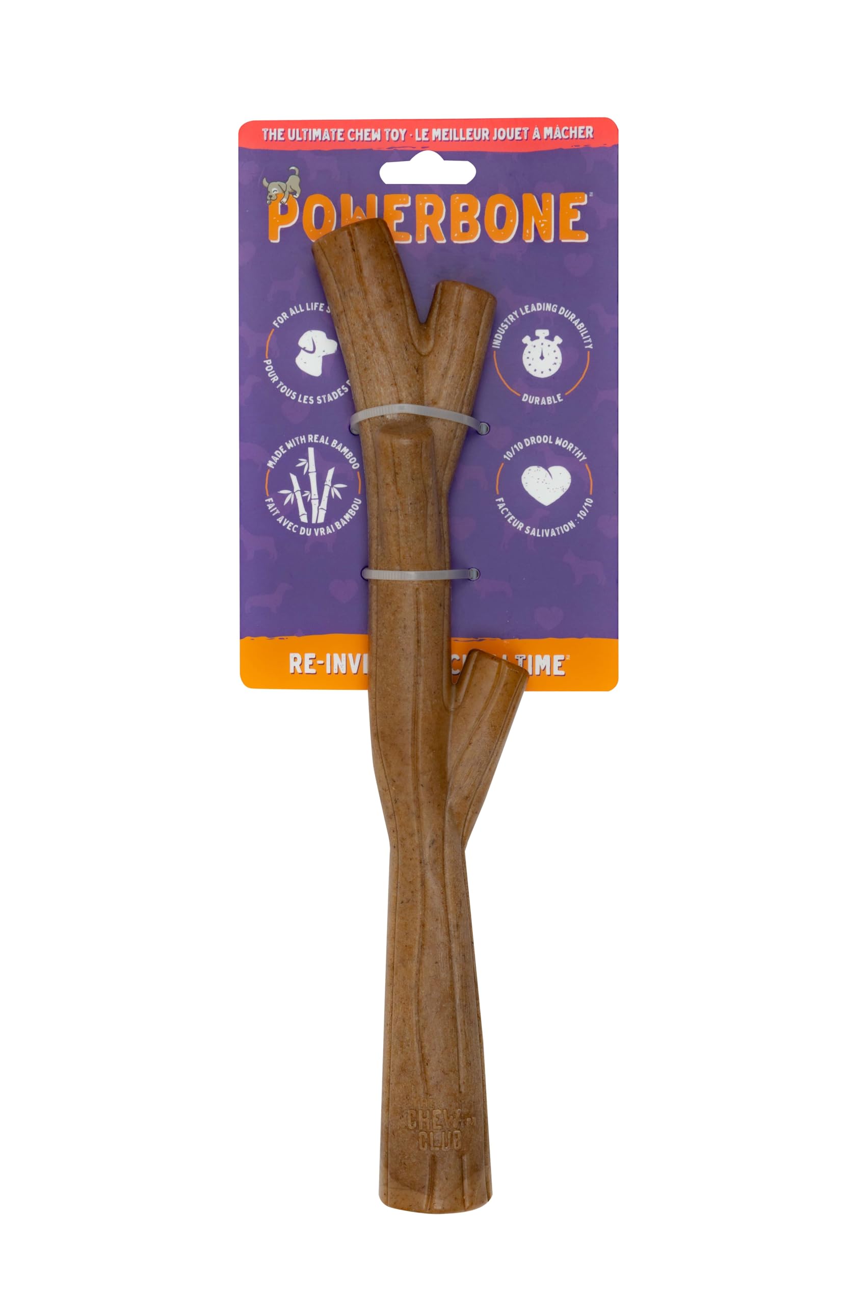 The Chew Club Power Bone, tige-lanceur de 12 pouces pour sessions en plein air.