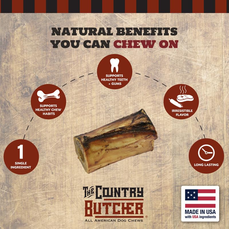 The Country Butcher – os-moelle-4-pouces-morceaux-de-viande, texture appétente pour chiens moyens.