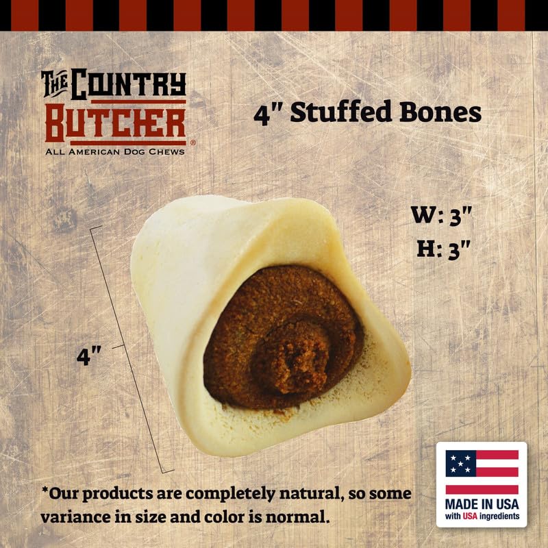 THE COUNTRY BUTCHER os rempli moyen chien, idéal pour mâcheurs actifs.