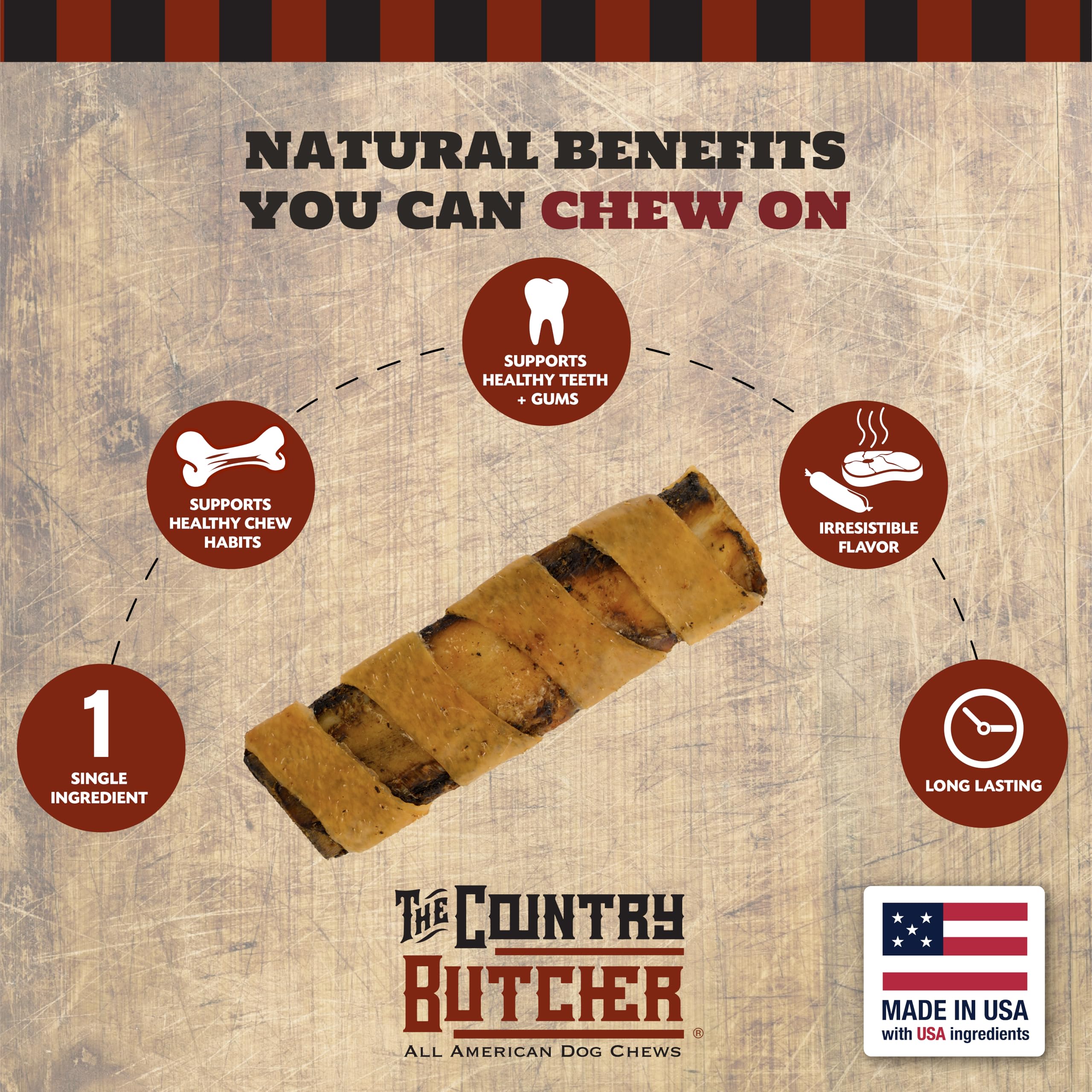 THE COUNTRY BUTCHER Rib Combo, gros morceau, texture robuste pour chiens actifs.