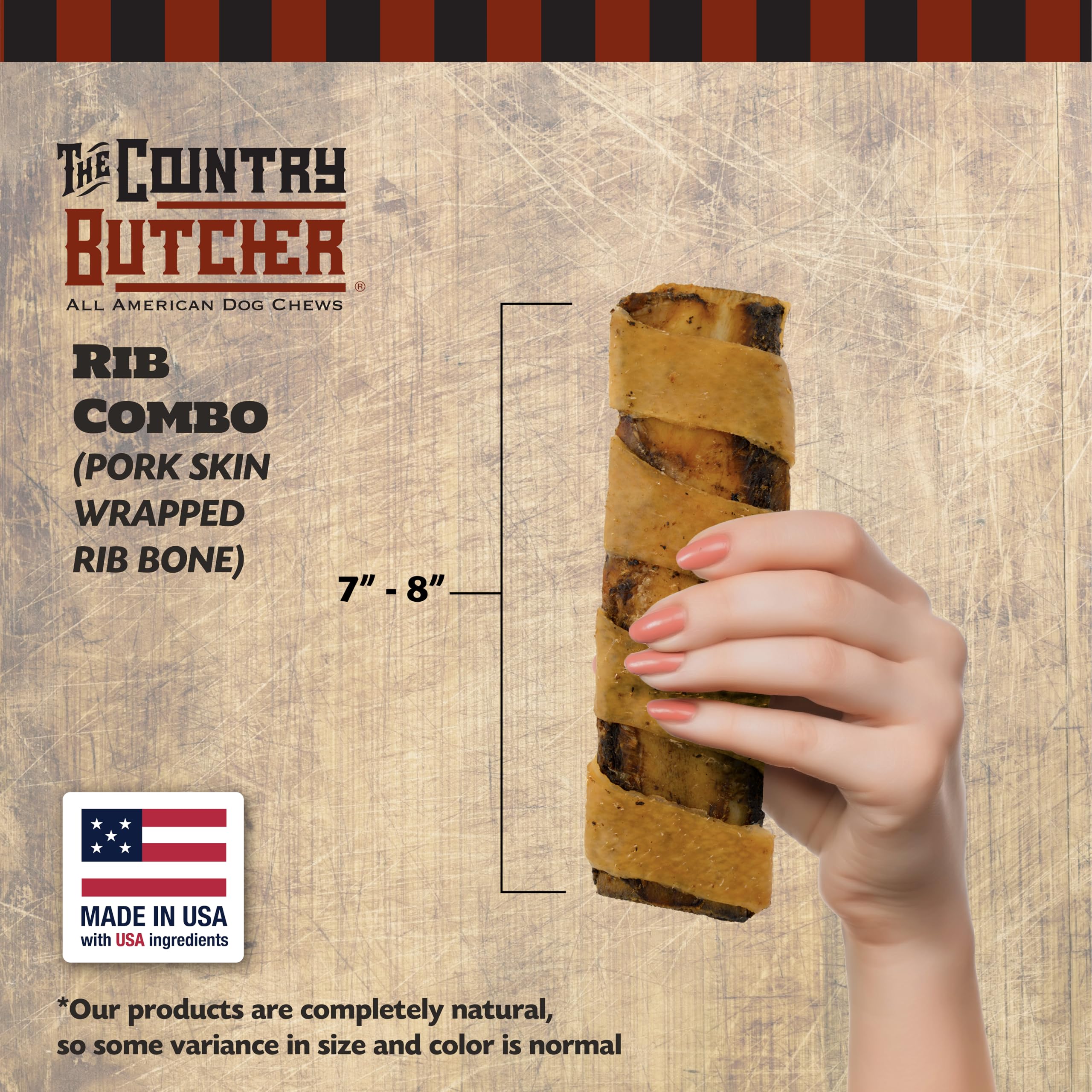 THE COUNTRY BUTCHER Rib Combo longueur 18-20 cm, format idéal pour des sessions de mastication.