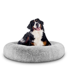The Dog's Balls bed-donut-chien-xl-gris, nid douillet pour chien qui se blottit.