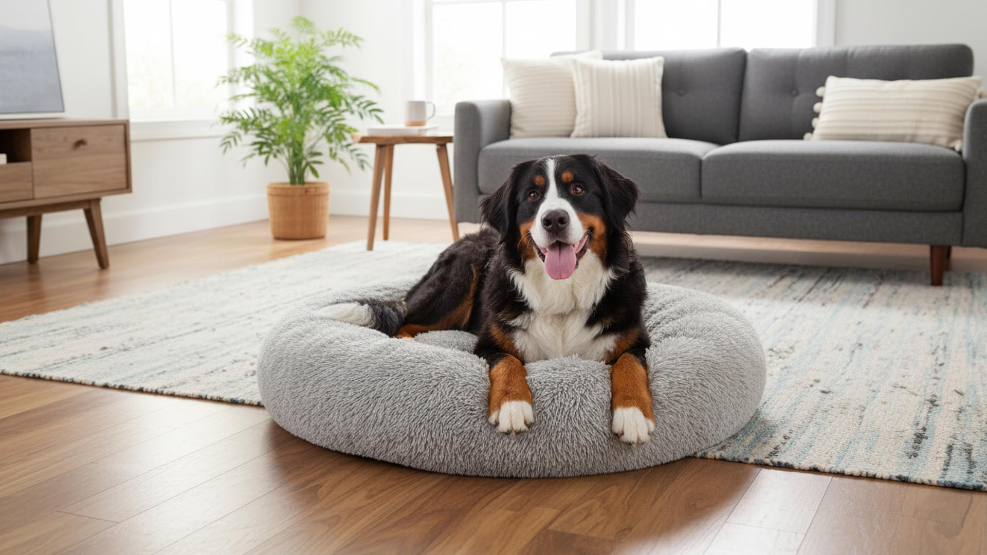 Pelage synthétique doux et chaud pour des siestes cosy.
